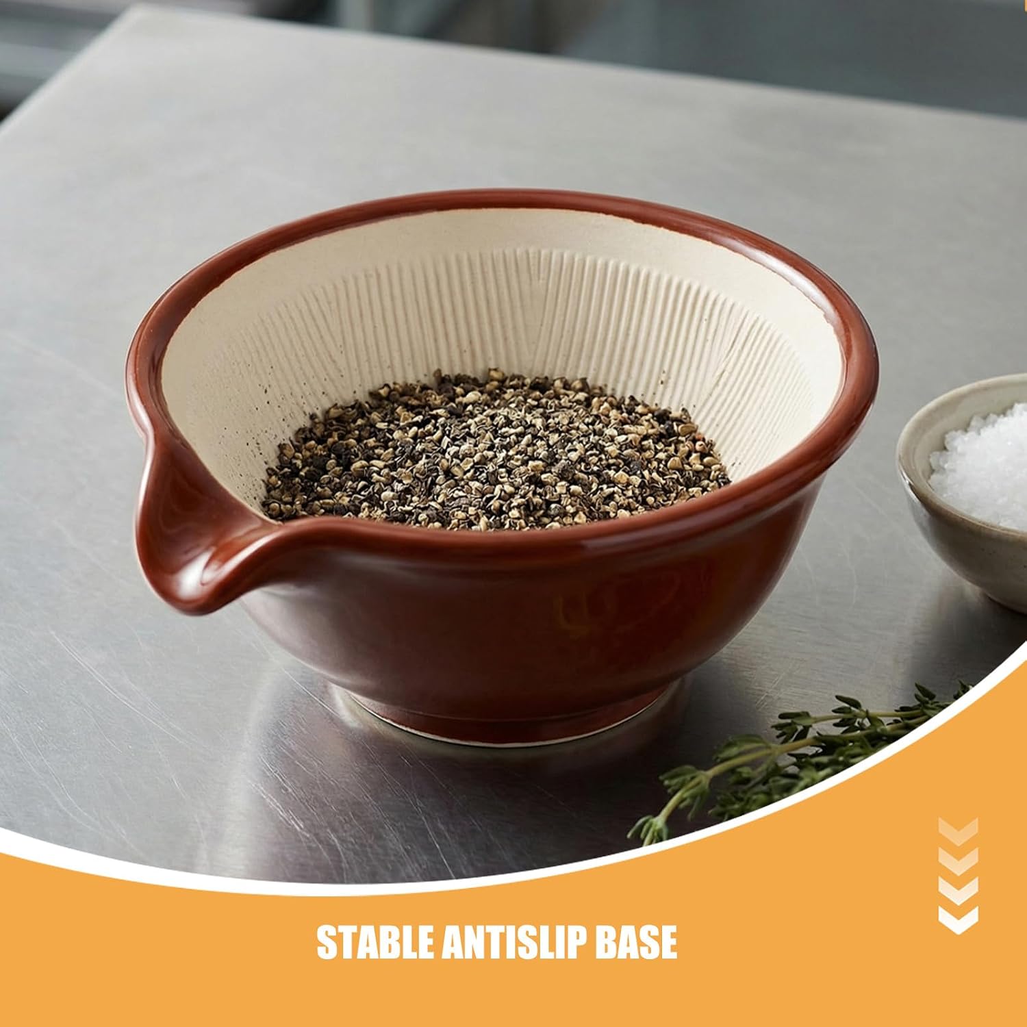 1 Set Ceramic Grinding Bowl with Pestle - 2 Size Mortar - Garlic Spices Grinding Bowl for Condiments Elegant Kitchen Canister Small Safe