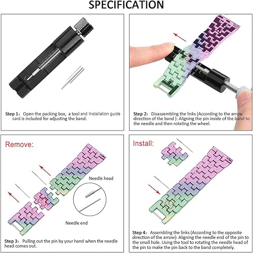 Vista 14 de Correas compatibles con Samsung Galaxy Watch FE / 5/4 de 1.575 pulgadas, correa de metal con diamantes de imitación brillantes de 0.787 pulgadas
