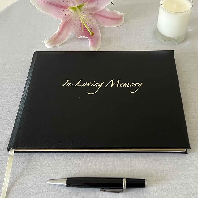 Esposti 'In Loving Memory' - Condolence Book - Informal Lined Inner Page Format - Boxed - Black - Size 228 x 170mm