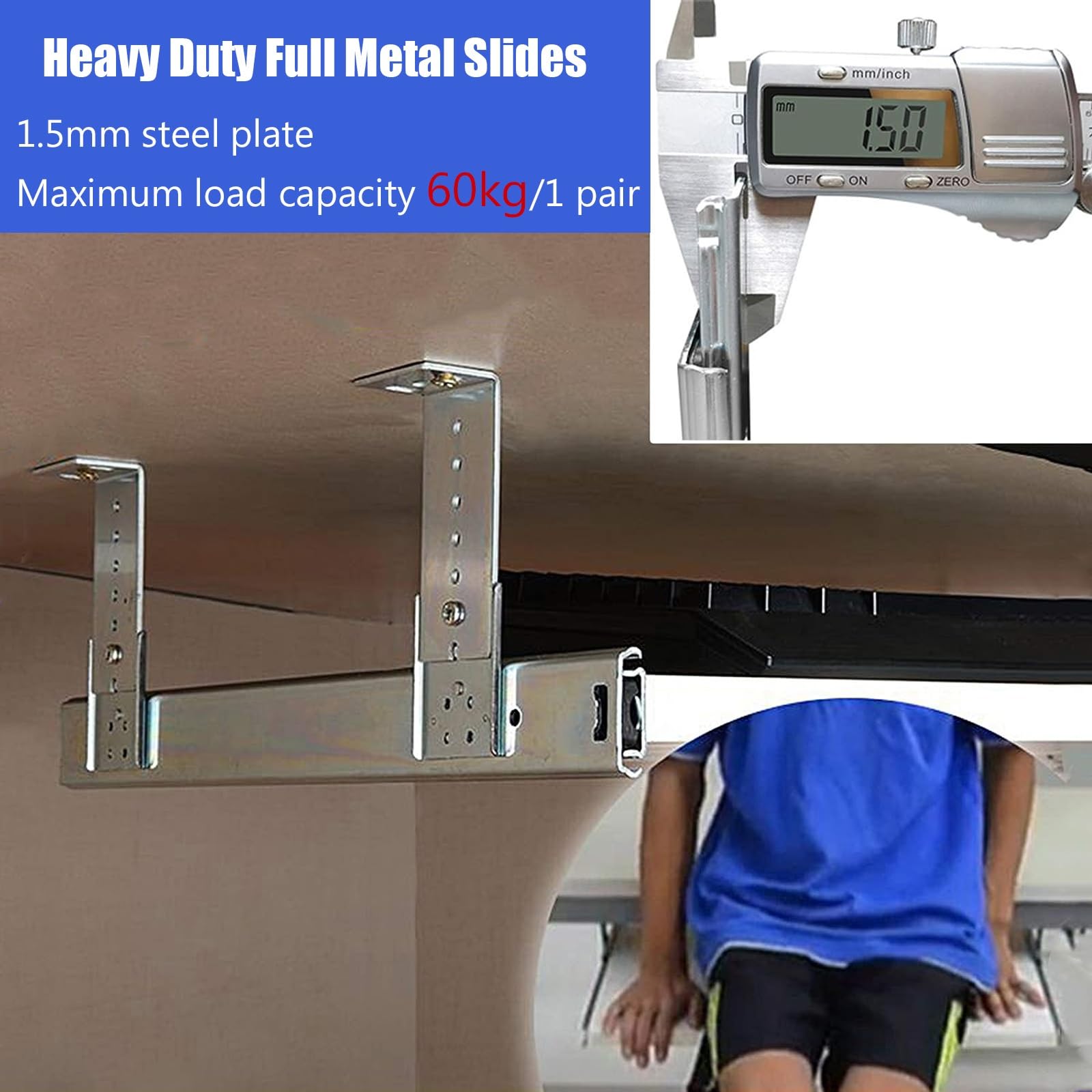 Amazon.co.jp: 2個 重量用 スライドレール 耐荷重60kg、高さ調節