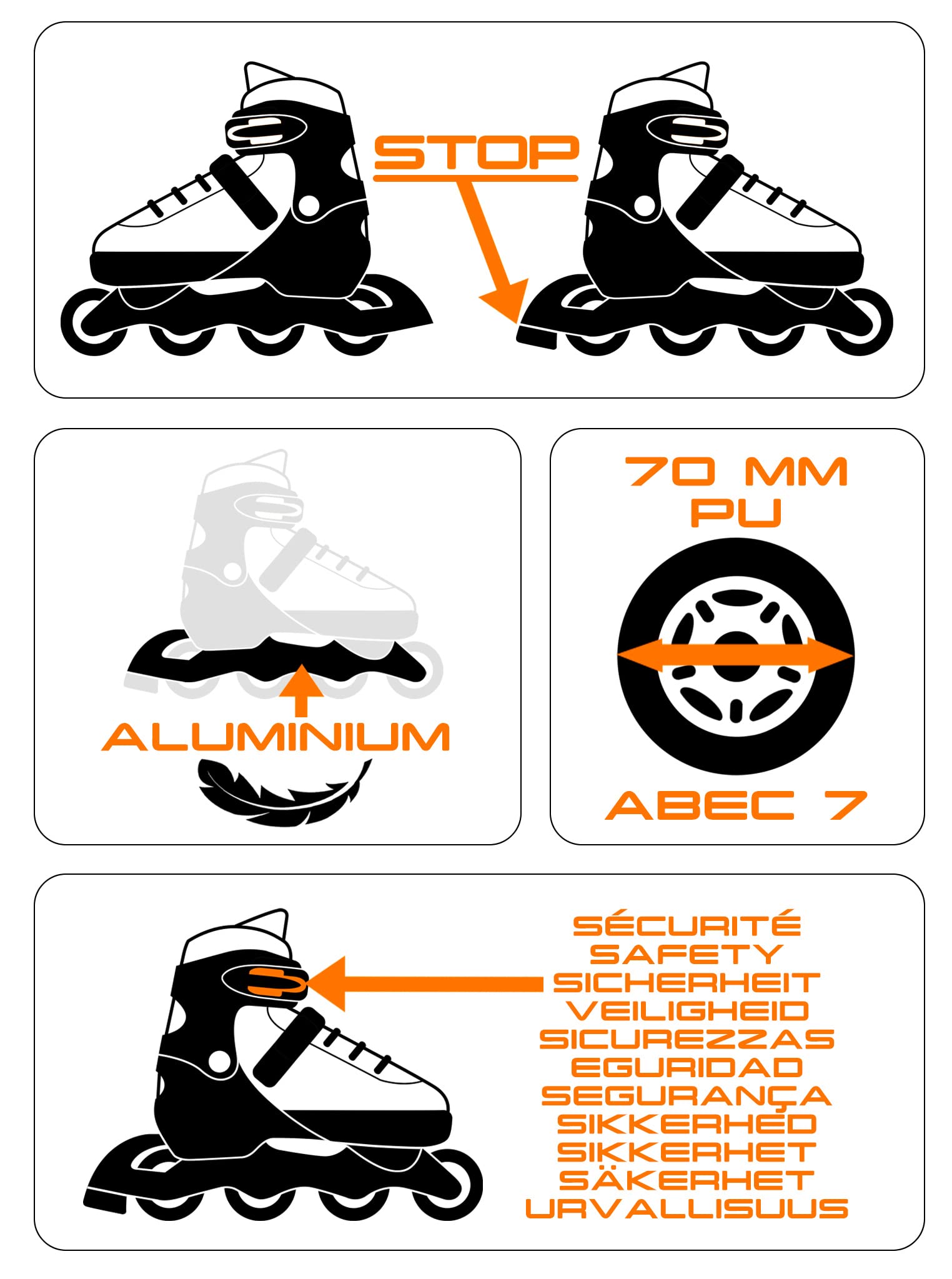 Patins en Ligne Ajustable Semi-Soft SKIDS Control Oxygen T. 42-45, Blue-Black