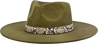 FLUFFY SENSE. Big Wide Brim Boho Western Hat for Women and Men - Felt Rancher Fedora Hat with 4 inches Flat Brim
