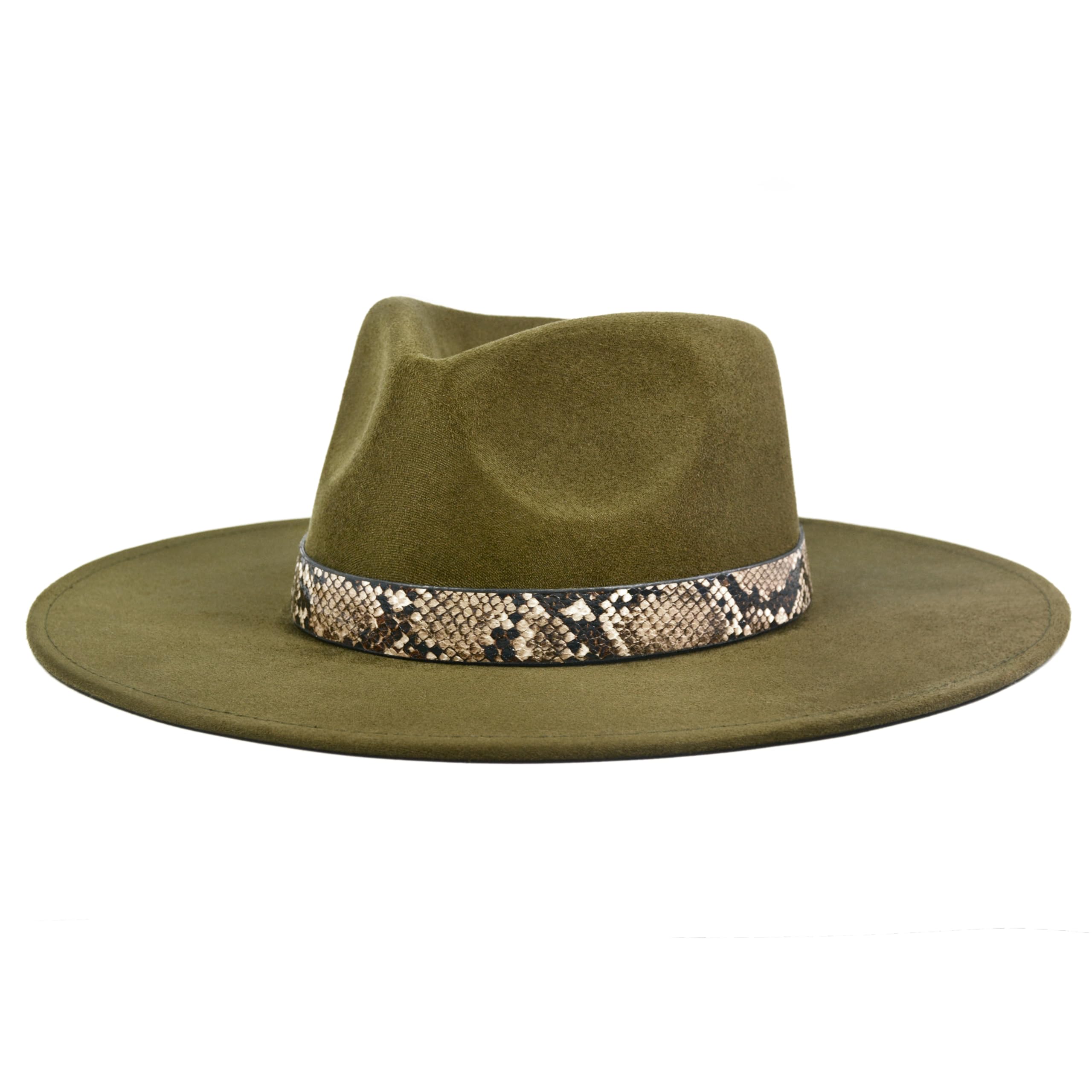 FLUFFY SENSE. Big Wide Brim Boho Western Hat for Women and Men - Felt Rancher Fedora Hat with 4 inches Flat Brim