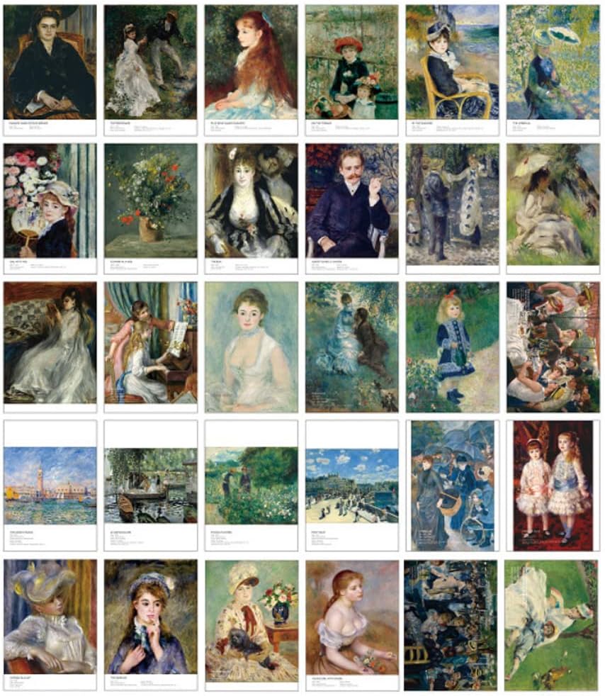 HOSTEESSCHOICE Beautiful Art Postcards set of 30 Pierre Auguste Renoir Post card variety pack Famous Painting Scenery,4 x 6 Inches
