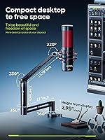 Vista 2 de M05 Brazo articulado, soporte de micrófono giratorio 360° con montaje de escritorio, brazo de micrófono de escritorio plegable con adaptador