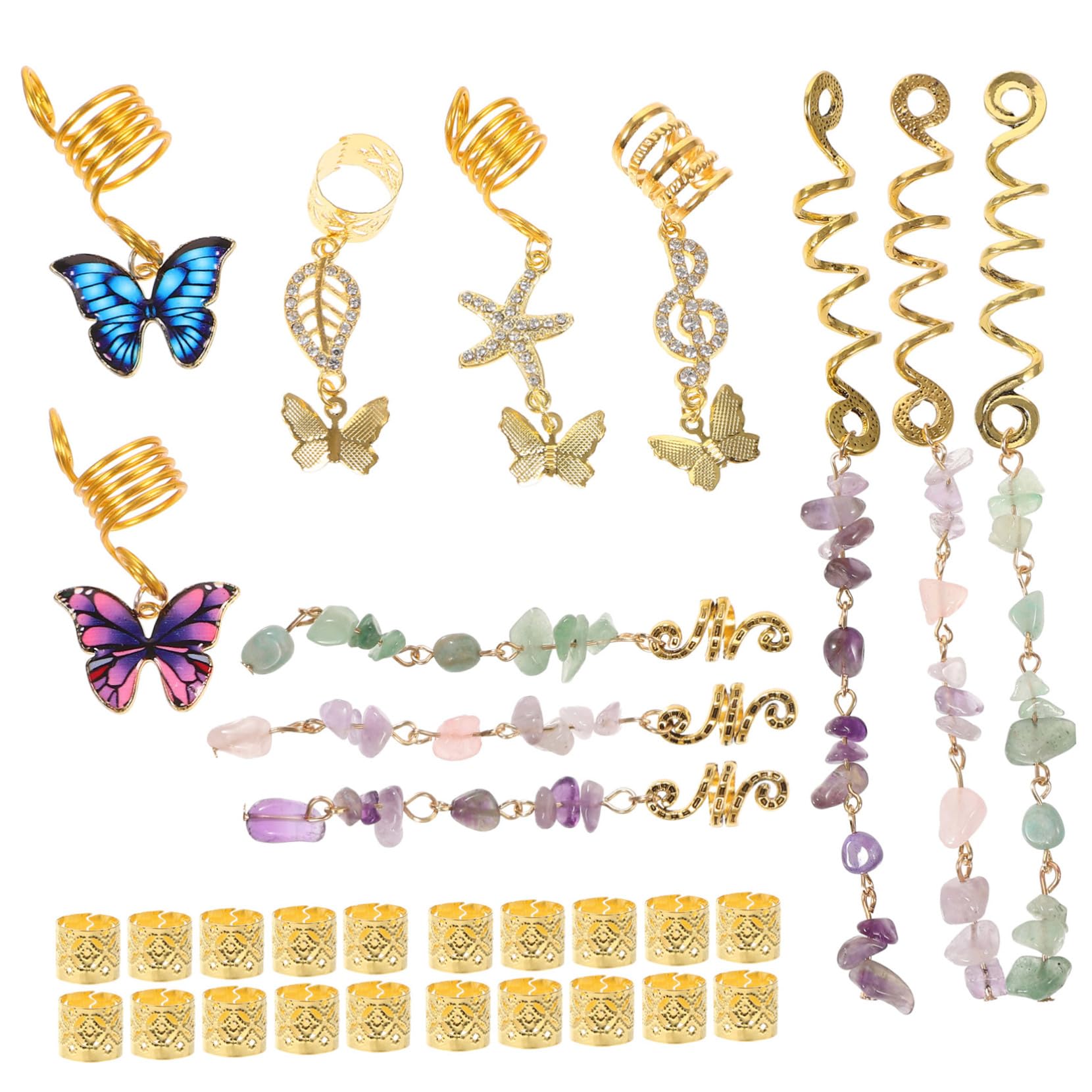 Didiseaon 124 Piezas Rastas hair clips horquillas moño hair pin pasadores joyas accesorios para el cabello pirata mujer encantos de trenza Diamante sombrerería talón anillo de pelo