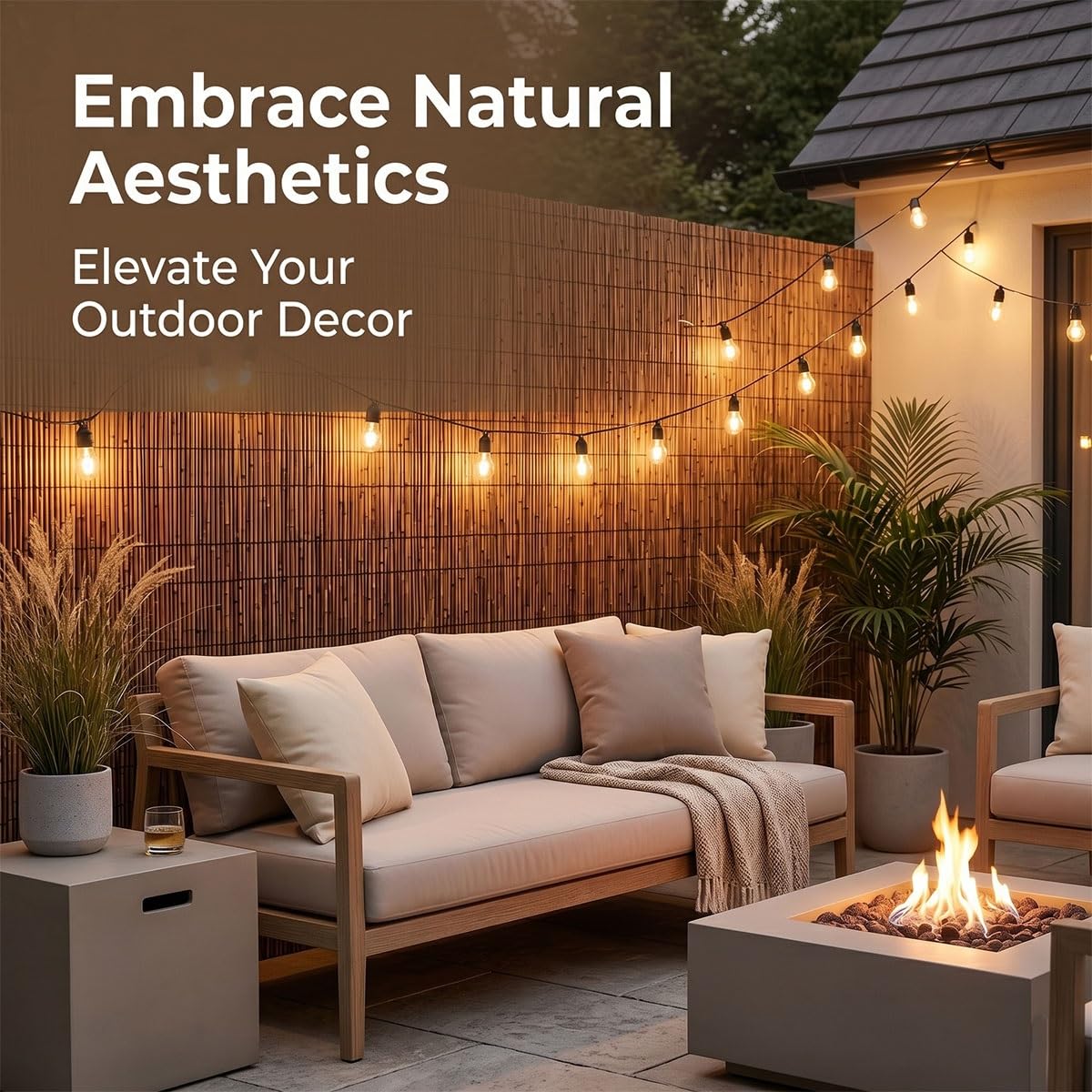 Recinzione in Canne Naturali per Esterno, Canniccio Frangivista Robusto, Stuoia Decorativa per Privacy Giardino Piscina e Copertura Gazebo, Protezione Solare e Antivento(Naturale,140x600cm)