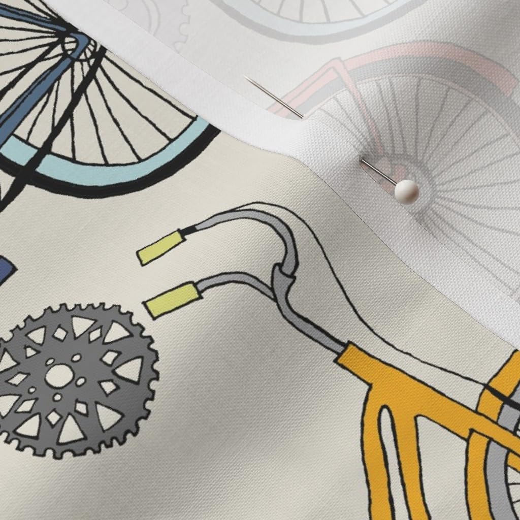 Spoonflower Fabric - Cycling Gears Race Bike Bicycle Sport Printed on Petal Signature Cotton Fabric by The Yard - Sewing Quilting Apparel Crafts Decor