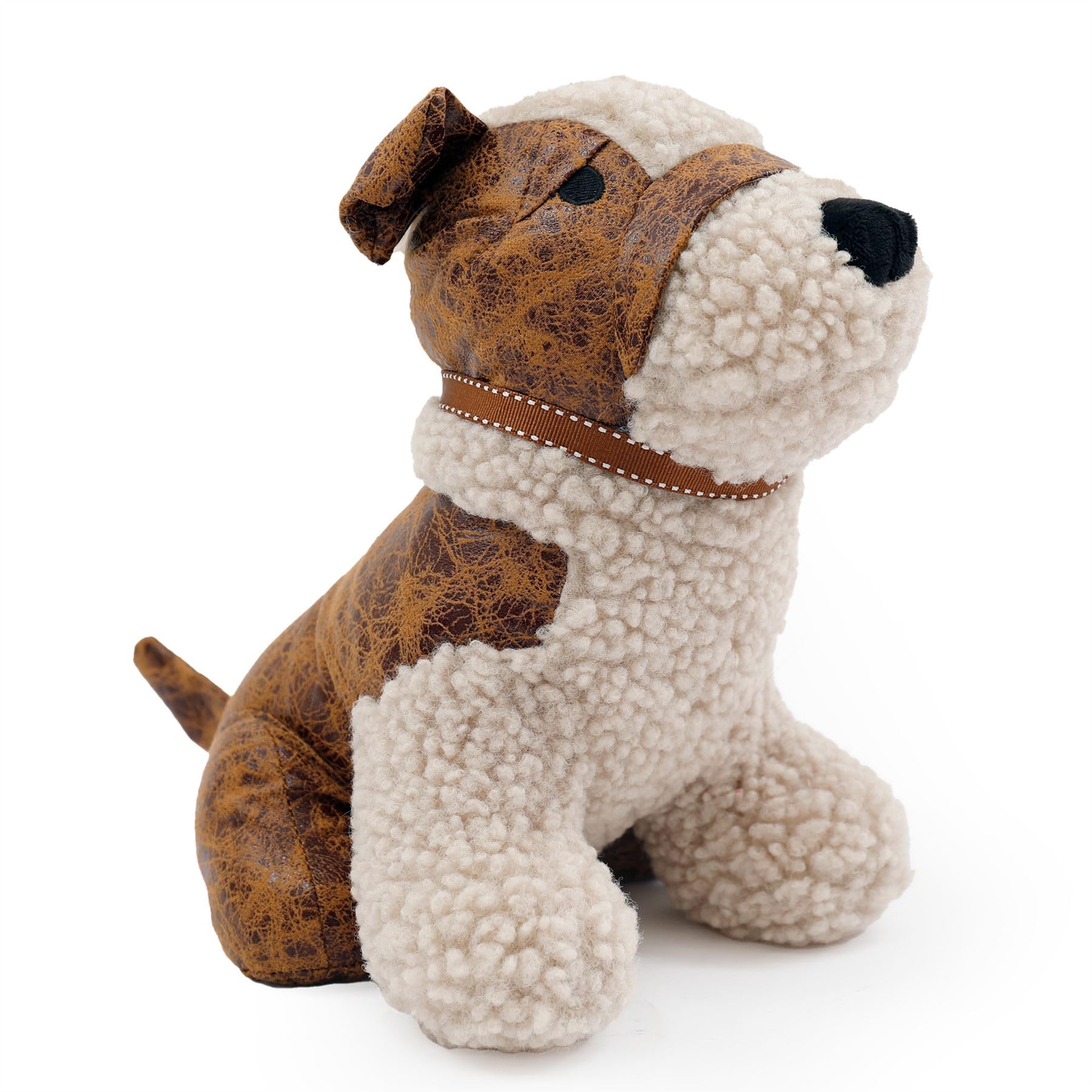 Carousel Home Brown Benny Jack Russell Doorstop | Faux Leather Dog Shaped Door Stop | Fabric Animal Door Stopper 1.5Kg - 23Cm