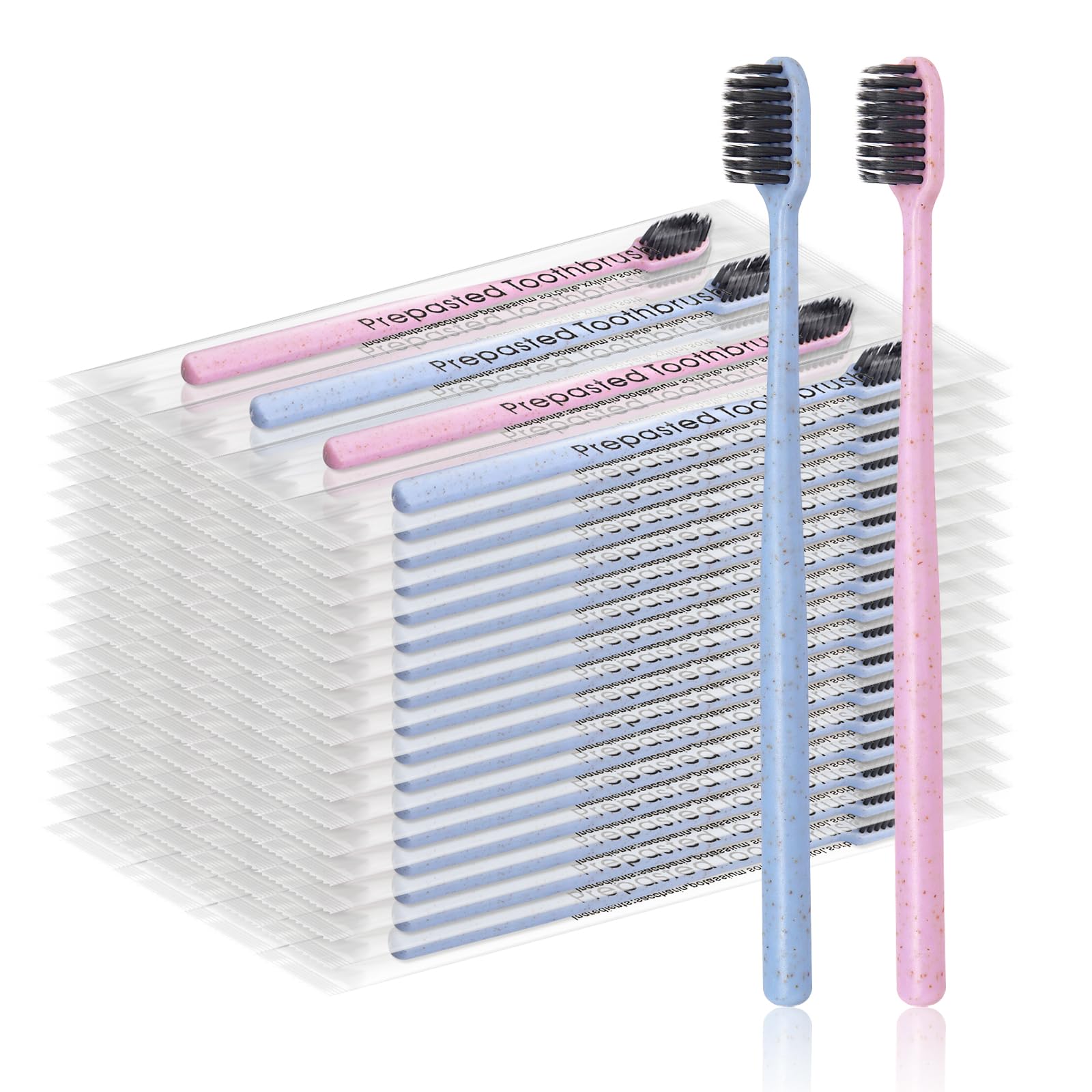 Juego de 200 cepillos de dientes desechables prepegados, envueltos individualmente, prepegados, cerdas suaves, cepillos de dientes coloridos para viajes, regalo para personas sin hogar,