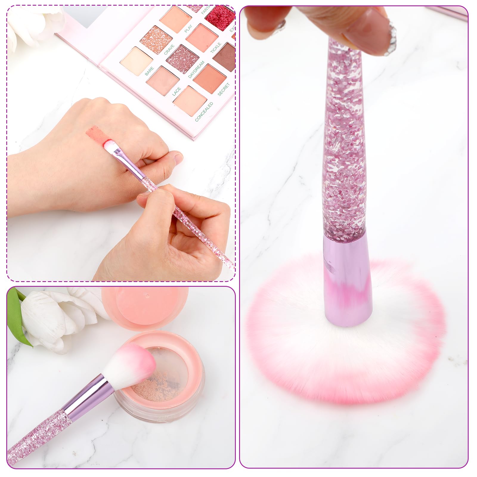 Molain Lot de 10 pinceaux de maquillage en cristal à paillettes pour fond de teint bling bling - Pinceau à poudre irréprochable - Pinceaux anti-cernes pour eye-liner, blush, pinceau de maquillage