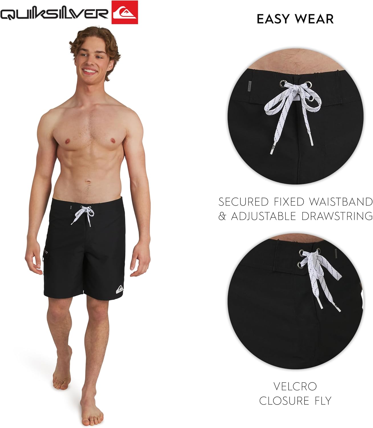 Quiksilver Men's Swimwear Regular Fit Fixed Waist UPF 50 Quick Dry 20 Inch Board Shorts