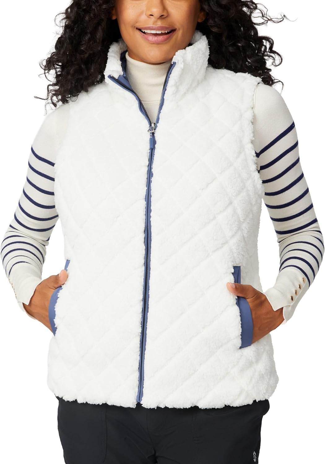Free Country Womens Vest Reversible Puffer Quilted Sherpa Fleece Lighweight Zip Pockets Winter Gilet Vest for Ladies-Venture