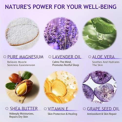 Miniatura 5 de Loción de magnesio  Crema de magnesio para todo tipo de piel, rutina a la hora de acostarse, no grasa, de rápida absorción, sin perfume, para