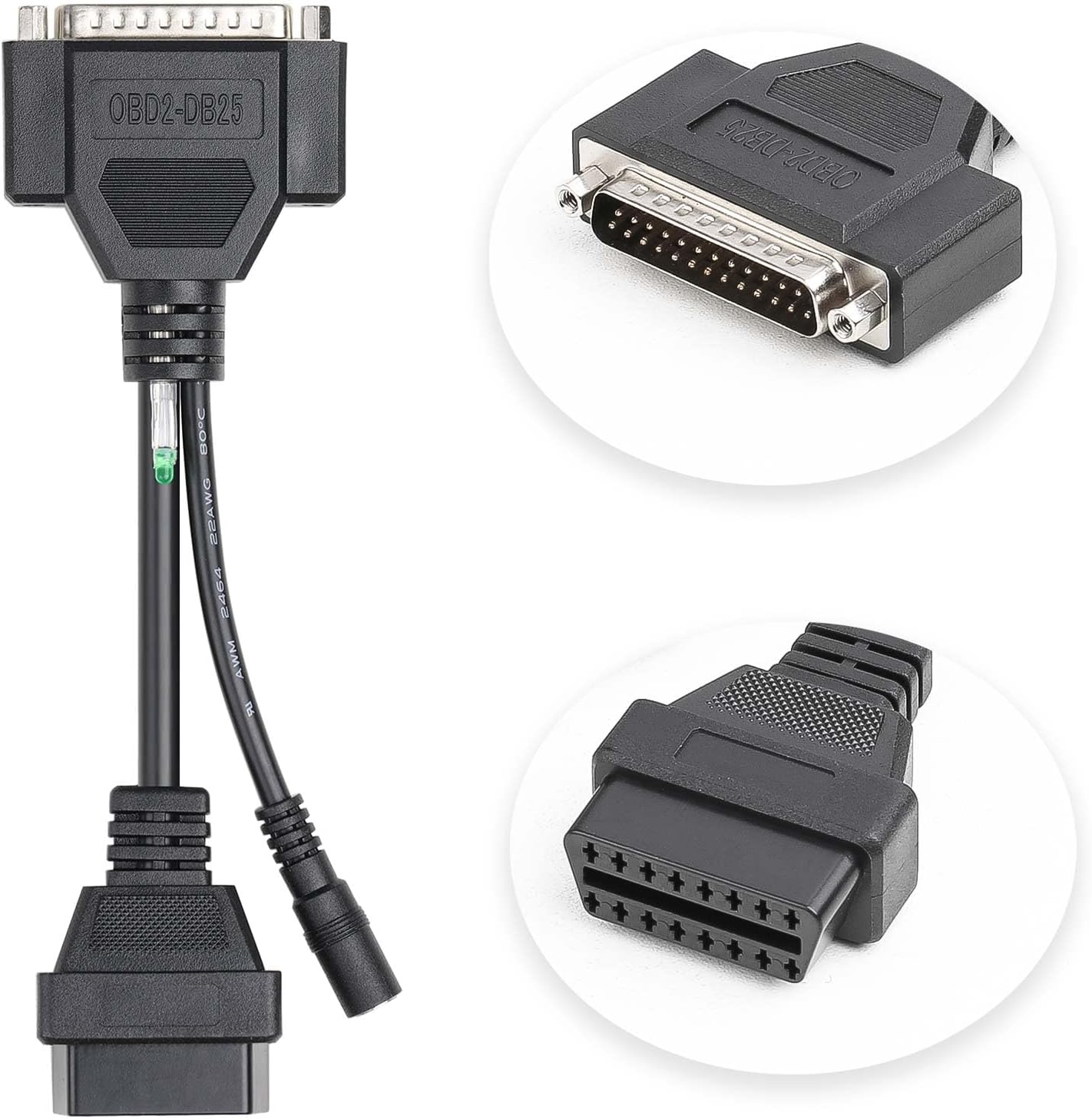 OBD2 to DB25 cable components