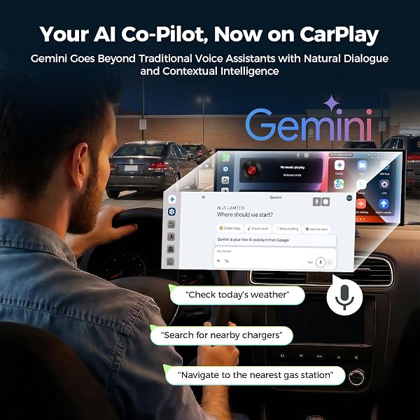 LAMTTO 11'' CarPlay Display with Google-play Download APPs & Gemini AI, 8-Core Lag-Free, Wireless Car Play Android Auto,Car Audio Receivers with 60FPS 1920x720 Screen/OTA/1080P Backup Camera/Airplay - 3