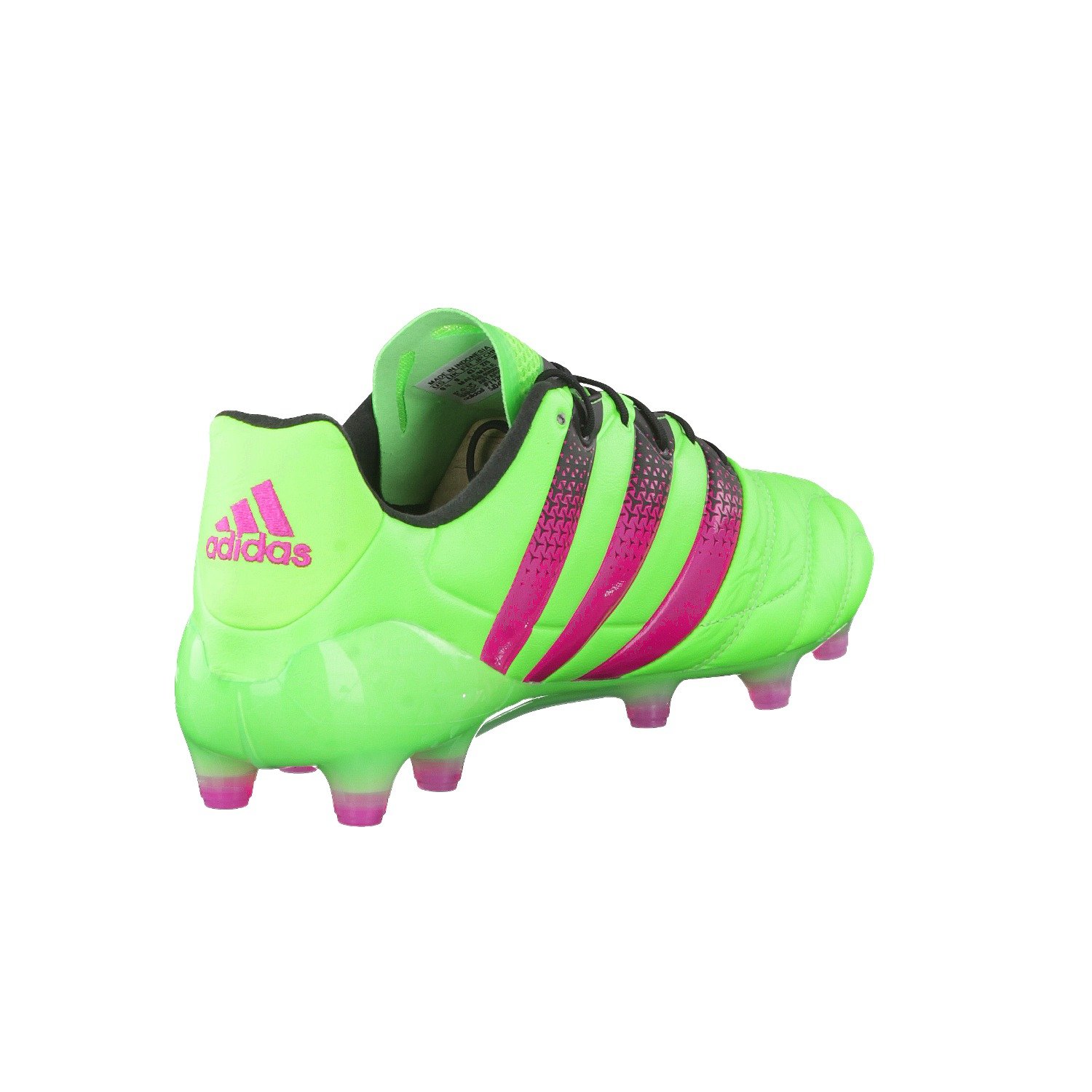 adidas Męskie buty do piłki nożnej Ace 16.1 Fg/Ag Leather, zielony - Zielony Solar Green Shock Pink Core Black - 45 1/3 EU