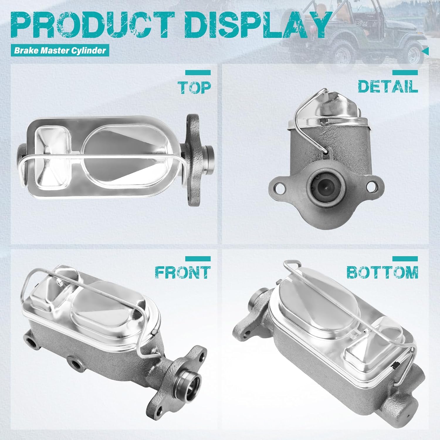Brake Master Cylinder with Reservoir Compatible with Jeep CJ5 CJ7 1977 1978, with Power Brakes, Replace# M39809 4796476