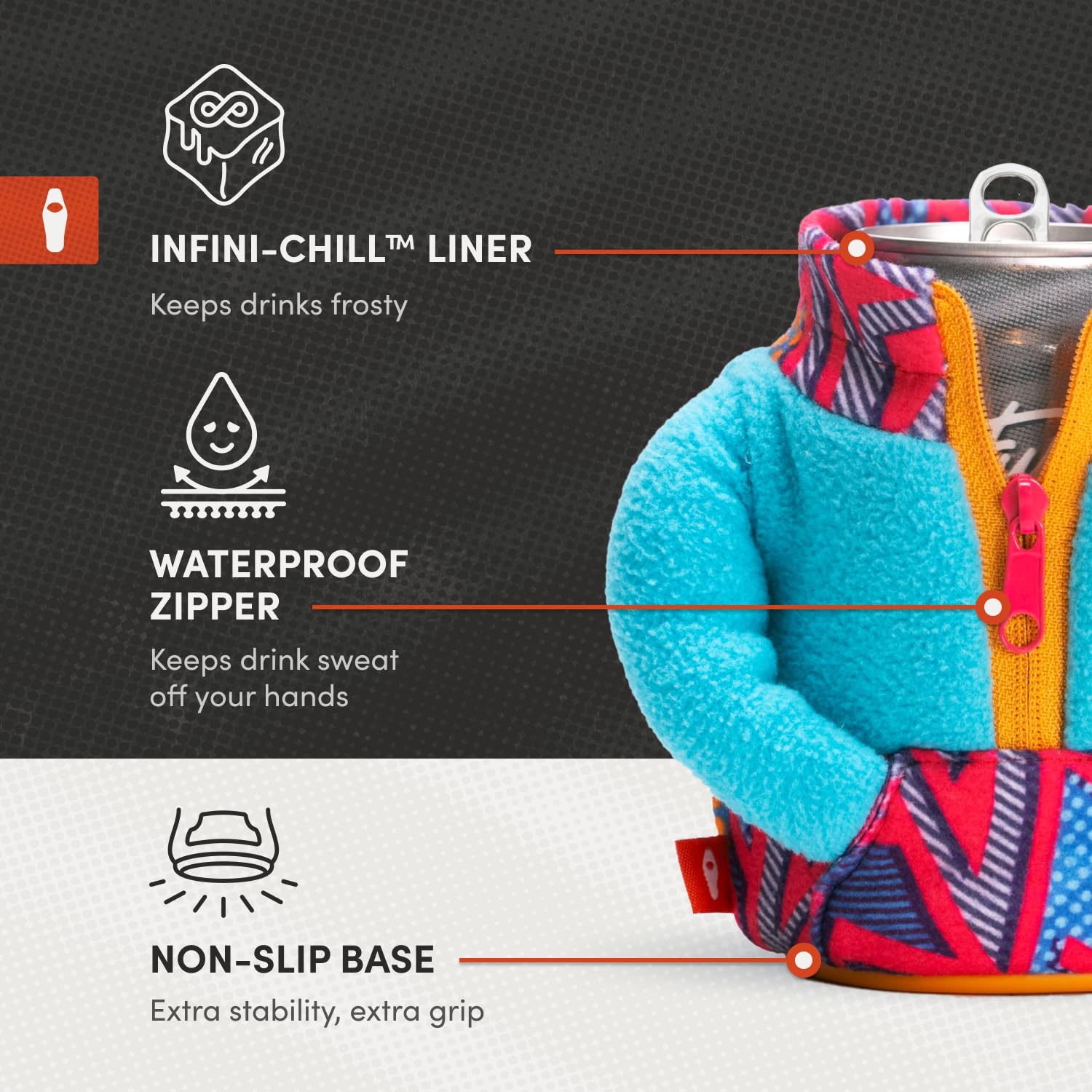 Puffin - Die Fleece-Getränkejacke, isolierter Dosenkühler, komplett blaugrün