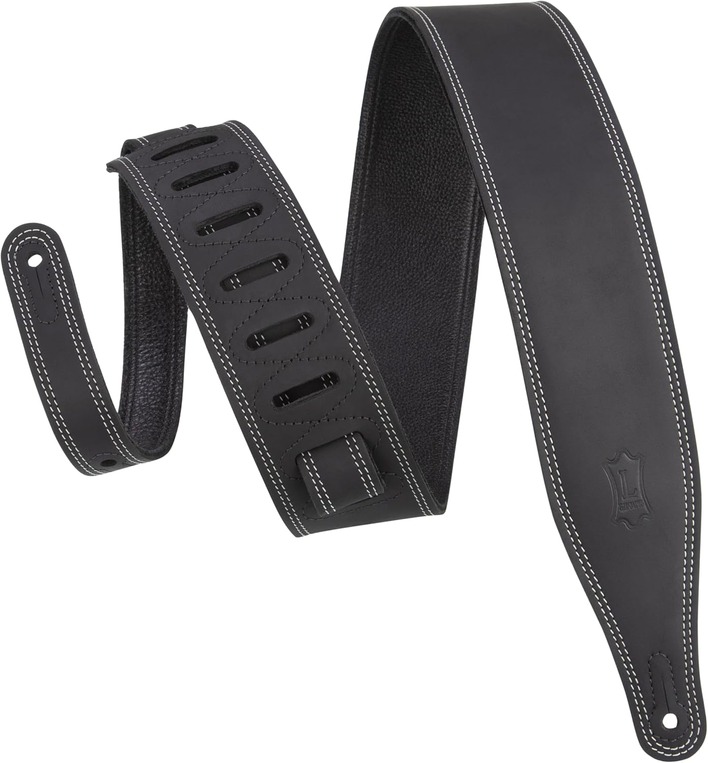 Levy's Leathers Like Butter Series 2.5" Wide Leather Guitar Strap – Ultra-Soft, Black, Adjustable Comfort for Guitar & Bass (M17BDS-BLK)