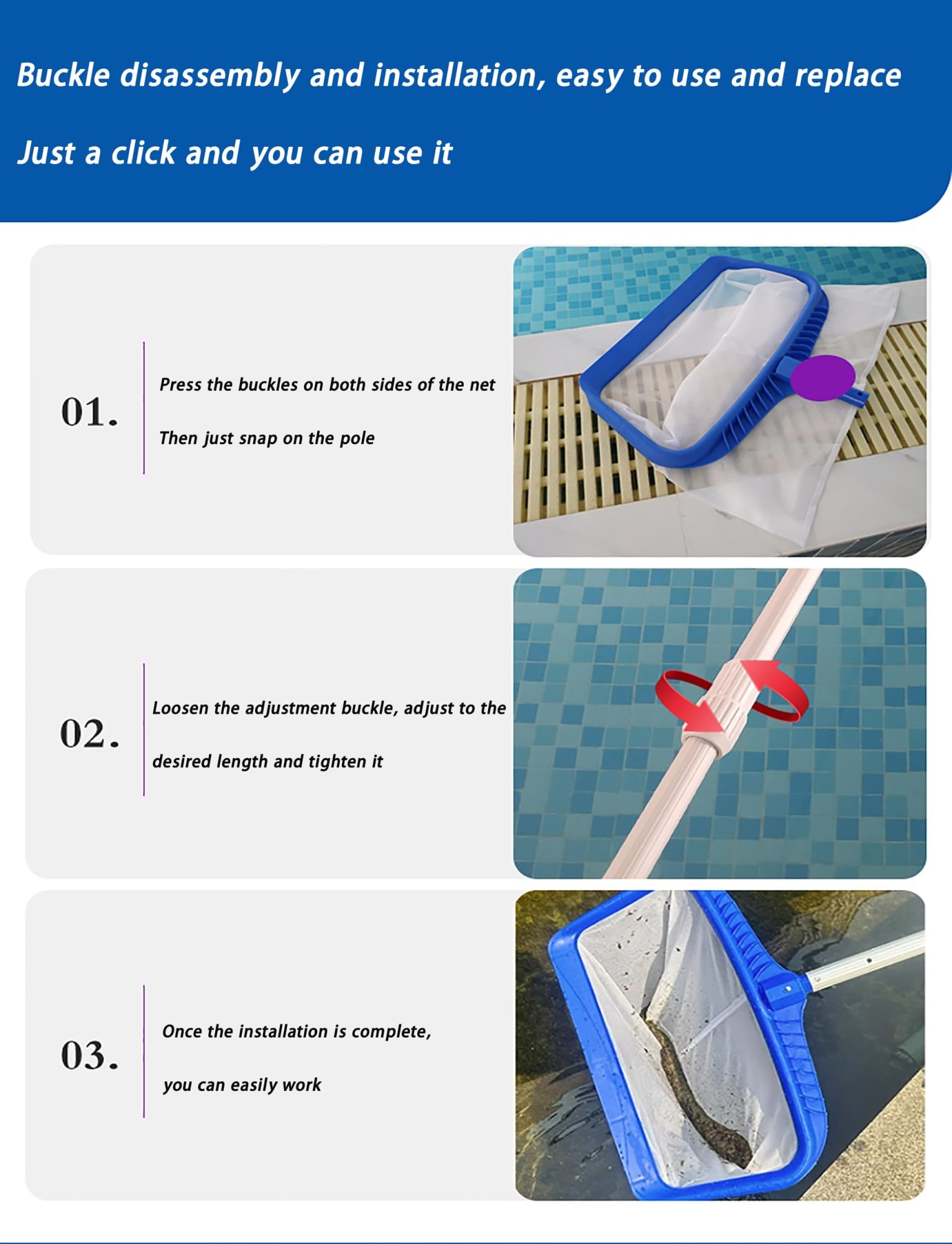 Este Skimmer para Piscinas, Red para Recoger Hojas de Piscina, Redes para Piscinas de Mayor Capacidad para la Limpieza, Red de rastrillo Profunda y sólida con Borde fácil de Recoger, Elimina