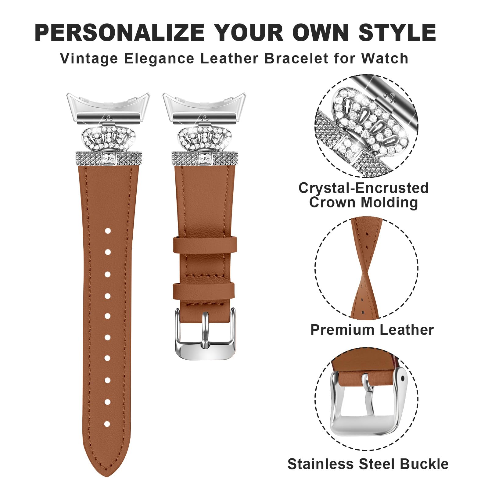 MVRYCE Compatible With Google Pixel 2 Leather Strap, 5.0