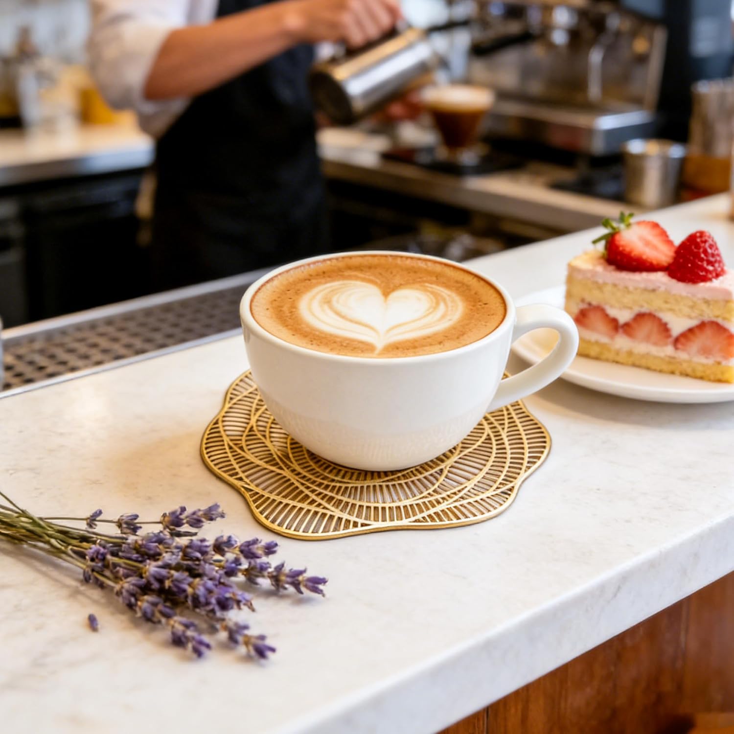 20 Pcs Gold Pressed Vinyl Placemats, 15 Inch Rose Flower Non-Slip PVC Chargers Placemats,Gold Wedding Centerpiece Decor,10 Place Mats and 10 Coasters for Kitchen Dinning Table Party,Wipeable,Washable