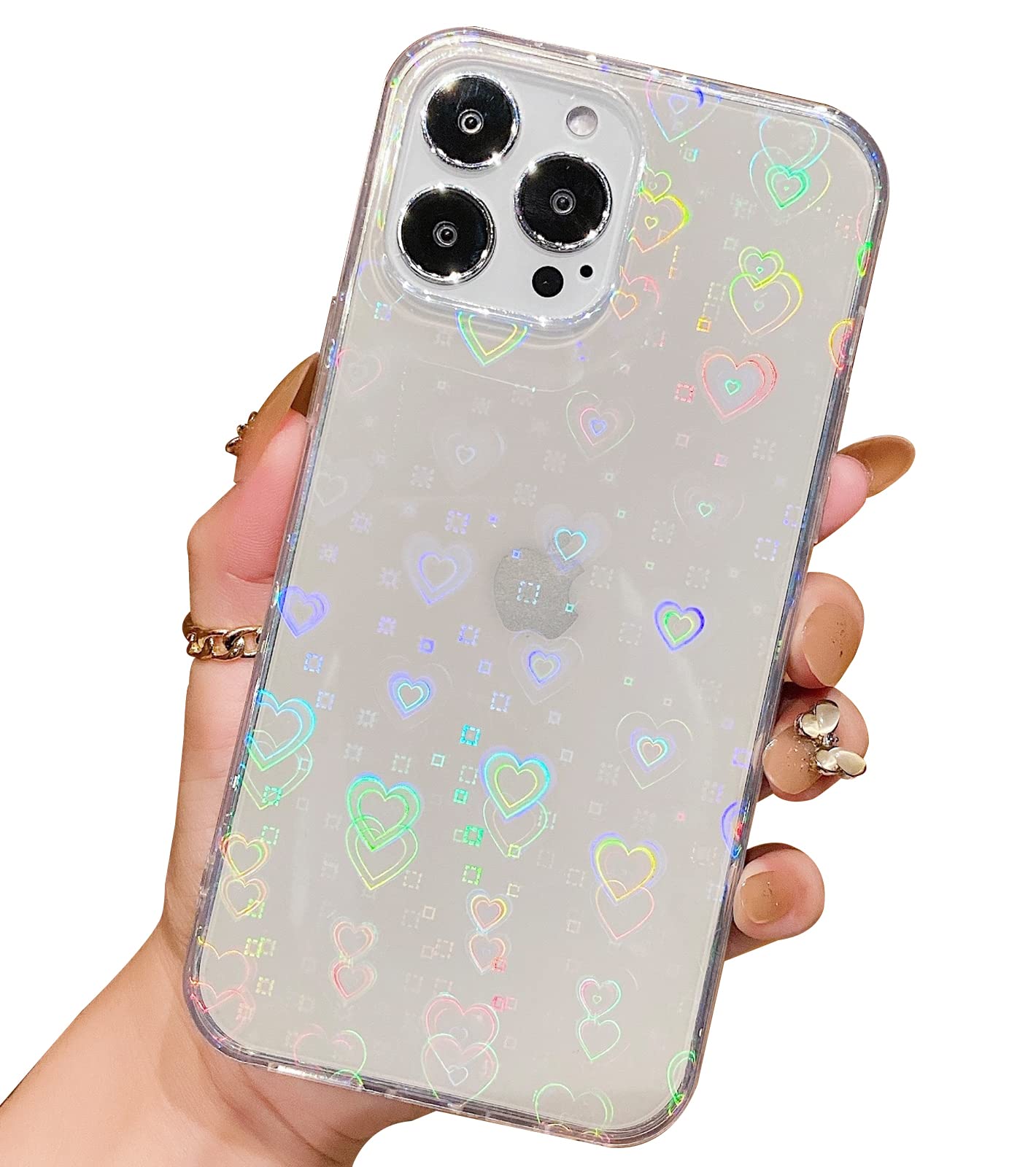 Compatible with iPhone 13 Pro Max 6.7 Cute Clear Silicone Bumper Hard Back Protective Glitter Sparkle Bling Phon ecase for iPhone 13 Pro MAX 6.7 inch (Glitter)