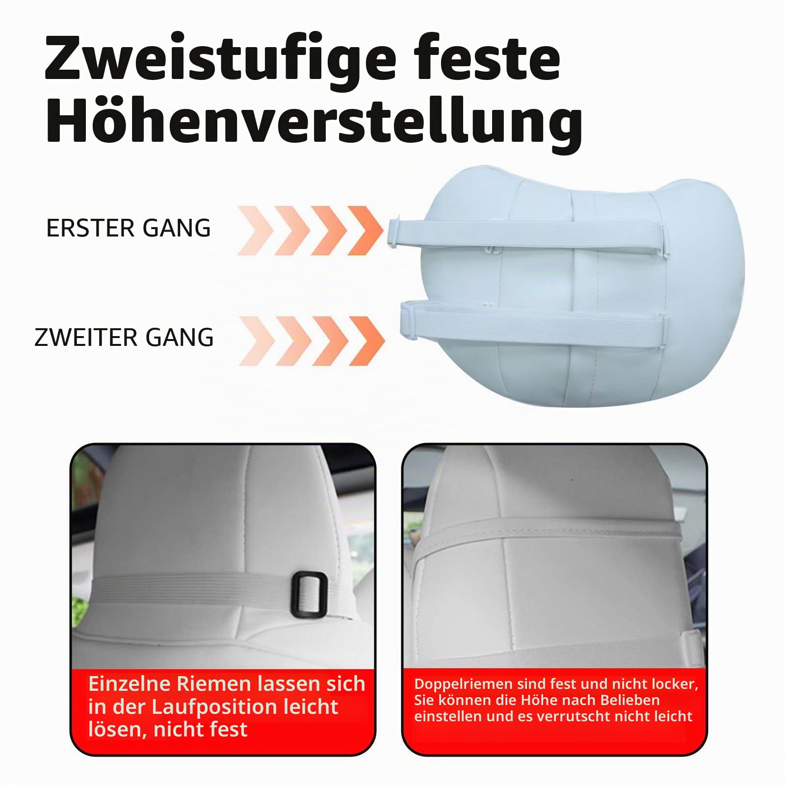 Verbessertes Auto -Kopfstütze -Kissen weiße Leder Weich Nackenstützkissen Speicherschaum Nacken Kissen Autositz Autositz Kopfstütze Stütze, 2pcs Weiß