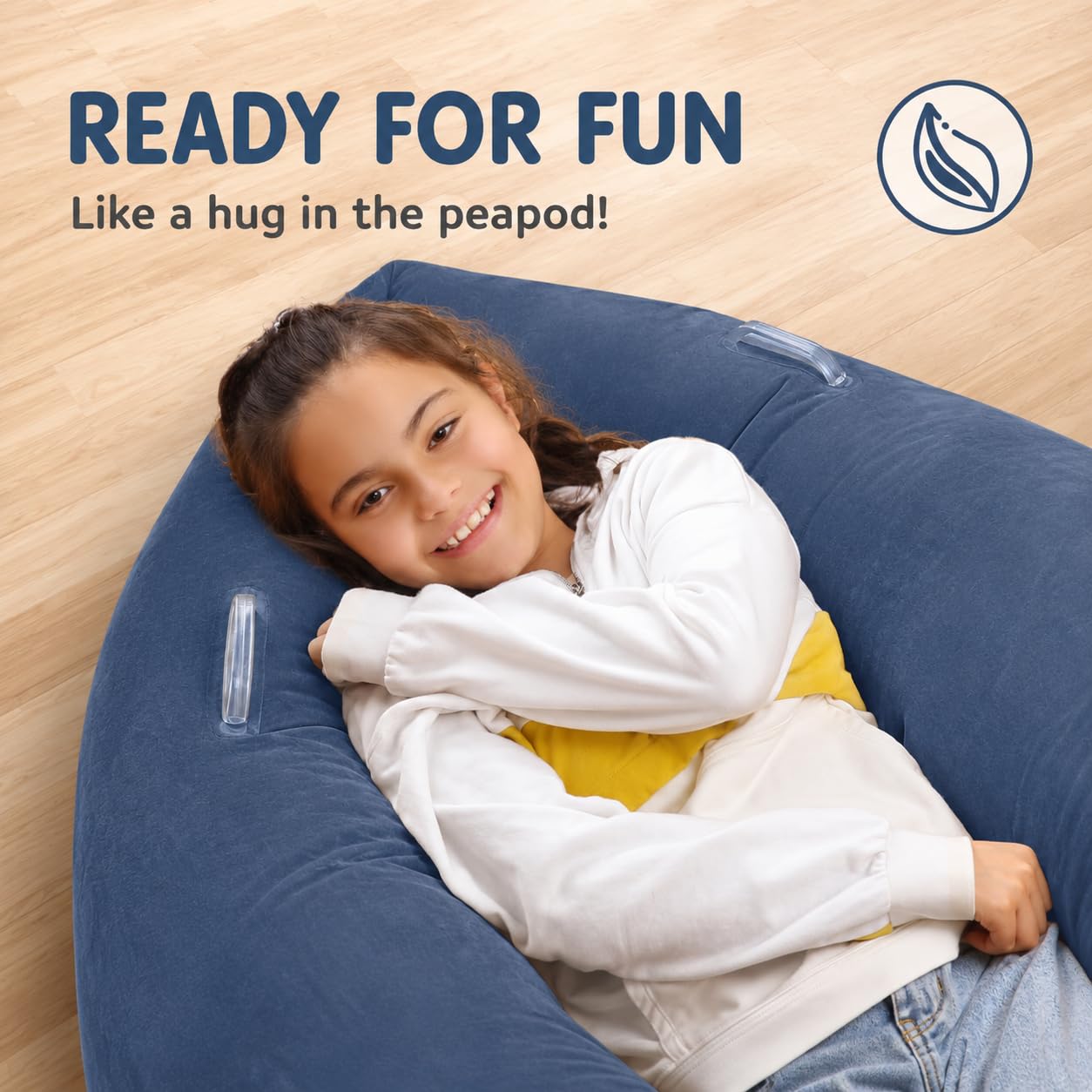 Silla sensorial inflable, 60 pulgadas, alivio sensorial para autismo para niños a partir de 3 años, tumbona portátil para leer, jugar y terapia, incluye bomba de aire eléctrica (azul)