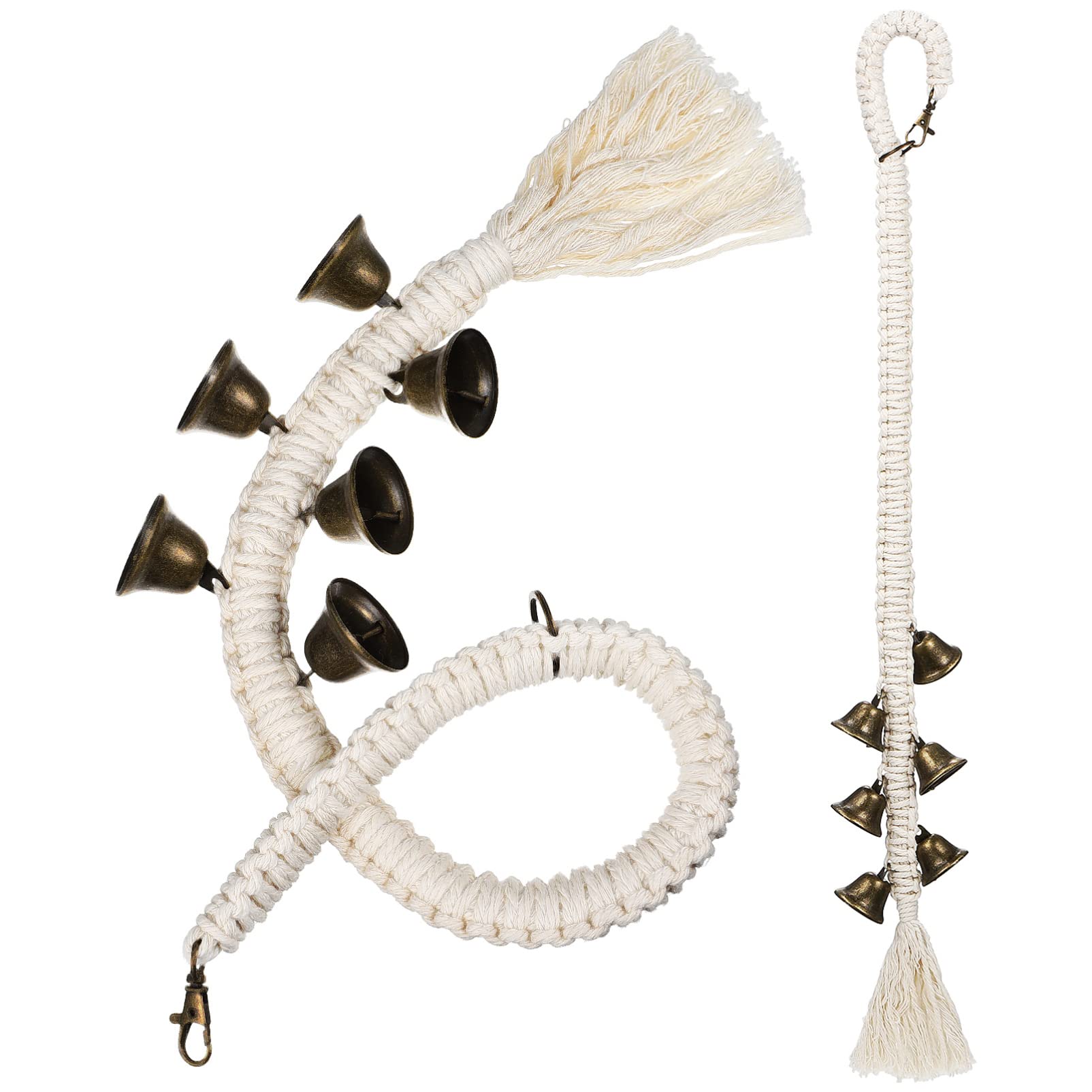 Mikikit 2 Pcs Dog Doorbells for Training Handwoven Cotton Rope Bells for Dogs to Ring and Go Outside for Potty Training Pet Supplies