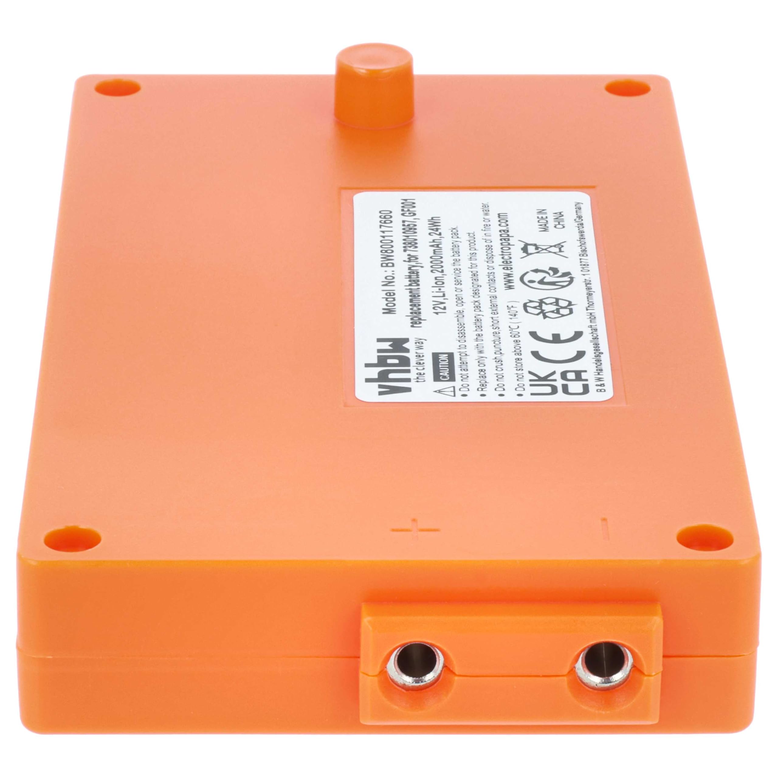 vhbw Batería reemplaza Gross Funk RGRO1215, GF001, 738010957, 100-000-134 para Mando a Distancia Industrial (2000 mAh, 12 V, Li-Ion)