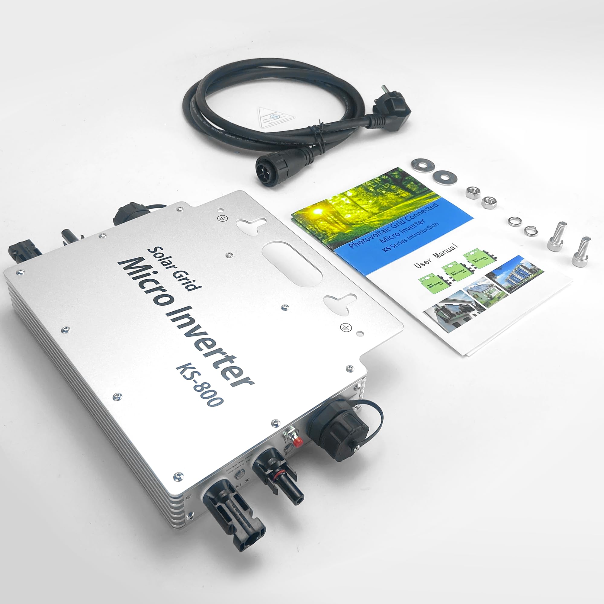 Centrale elettrica da balcone,800W Micro Inverter Solar Grid Tie con schermo di monitoraggio dati AC IP67 con App WLAN per 2 moduli solari per centrale elettrica da balcone