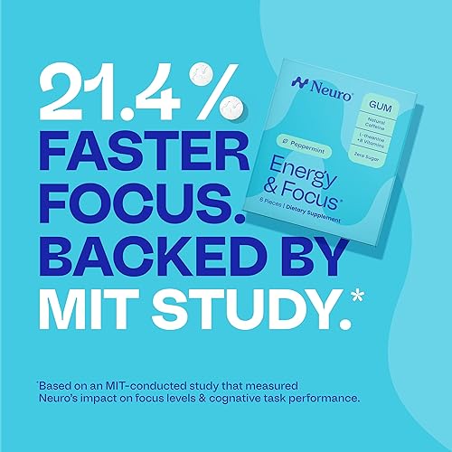 Miniatura 7 de NeuroGum Paquete variado de goma de mascar (54 unidades, 6 unidades, variedad) Suplemento nootrópico para el rendimiento cerebral cognitivo sin