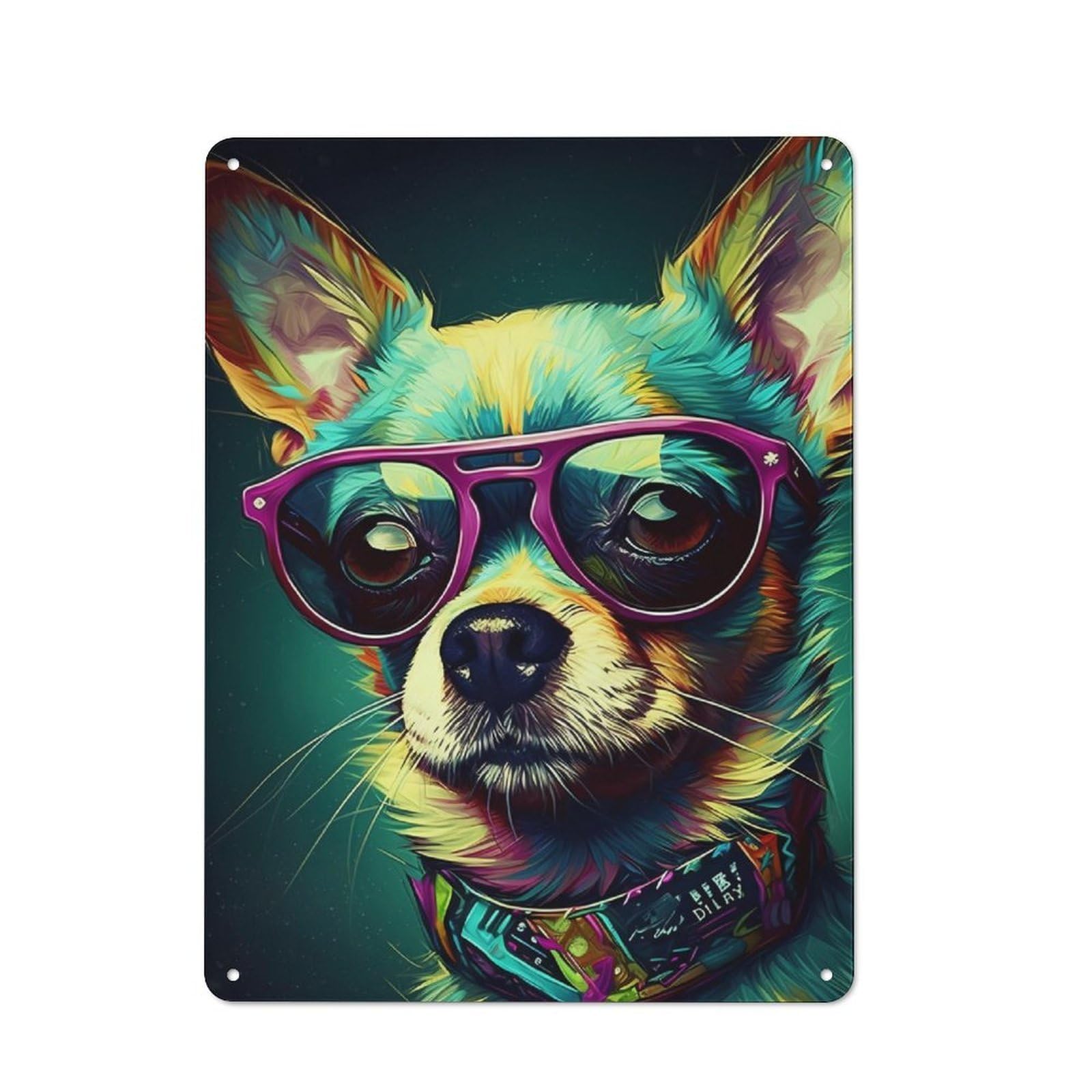Junmoney Chihuahua Popart Metal Plaque 40X30cm With For Pub Or Café, Rustic Decor, For Garage, Workshop And Man Cave Decoration