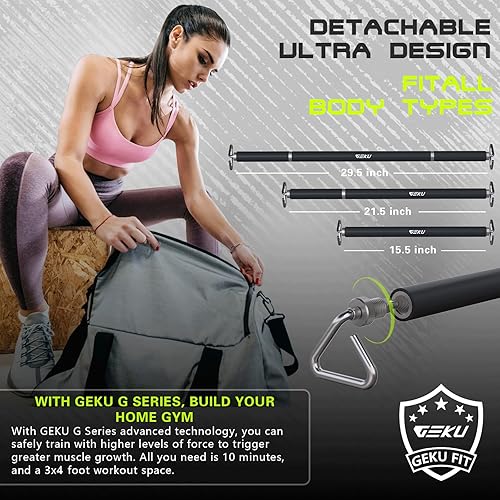 Miniatura 2 de GEKU FIT Barra de banda de resistencia, barra de entrenamiento desmontable de longitud ajustable para entrenamiento de banda de resistencia,
