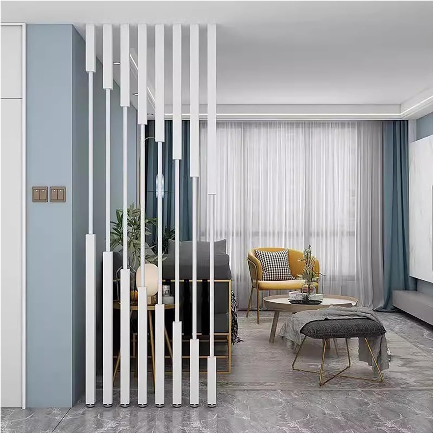 Poste Negro Interior del Tabique, Columna Derecha División Pared Metal | hotel de oficina en casa para separación de habitaciones/dormitorio/decoración de cubículos de oficina diy
