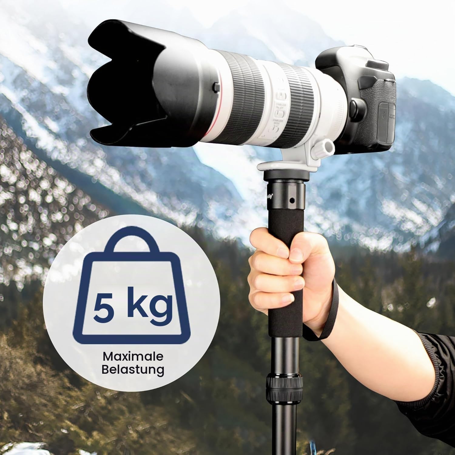 Manbily A-888 Kamera Einbeinstativ, Länge 32cm - 156cm Aluminium Einbeinstative für Kameras 7 Sektionen Kompakt Reise Tragbar Selfie Stick für DSLR Smartphone Konzert Fest, 1/4" - 3/8"