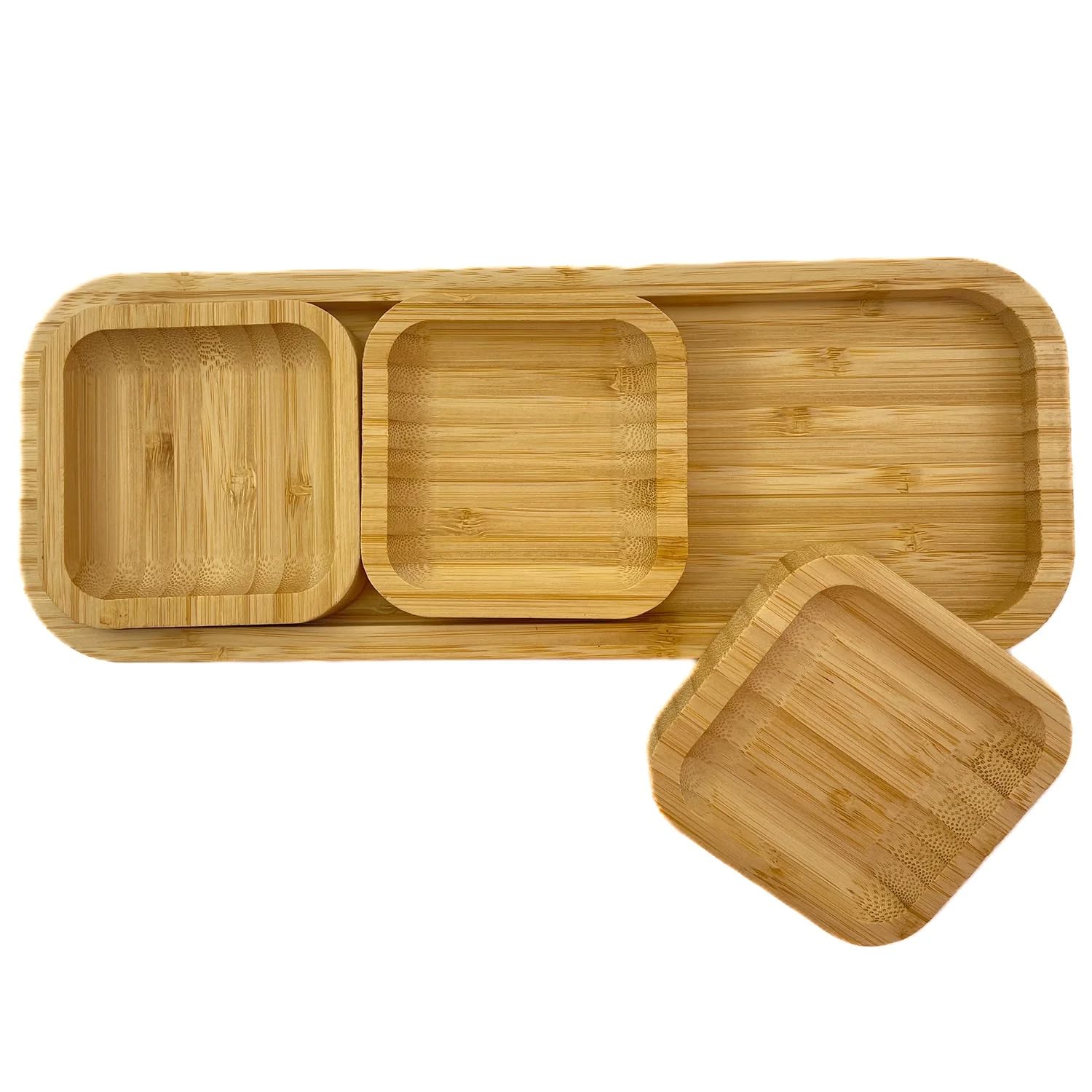 MAHAVEN "Bamboo Serving Tray: Elegant Square Design for Snacks, Nuts, and Dried Fruits"