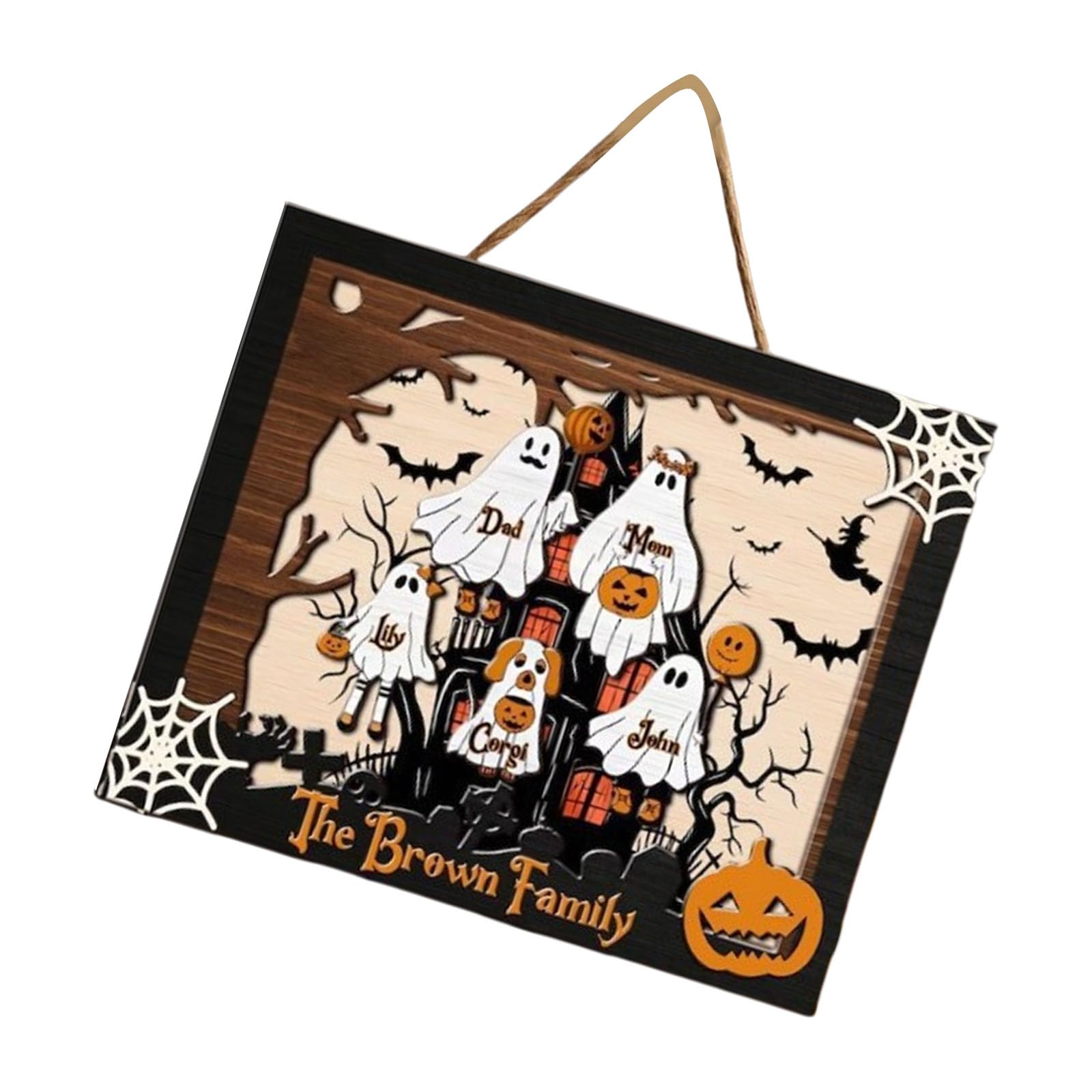 2-częściowy zestaw drewnianych figurek widma Halloween nawiedzony dom dekoracja stołu sezonowe artykuły imprezowe widmo rodzina ozdoba