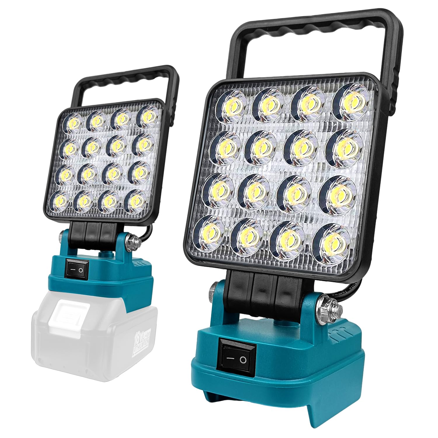 Hexjosgl Black+Blue Portable Cordless Led Work Light For Makita 18V Battery, 48W Garage Lights, Camping Lights With Dual Usb Charging Port Job Site Spotlights (No Battery)