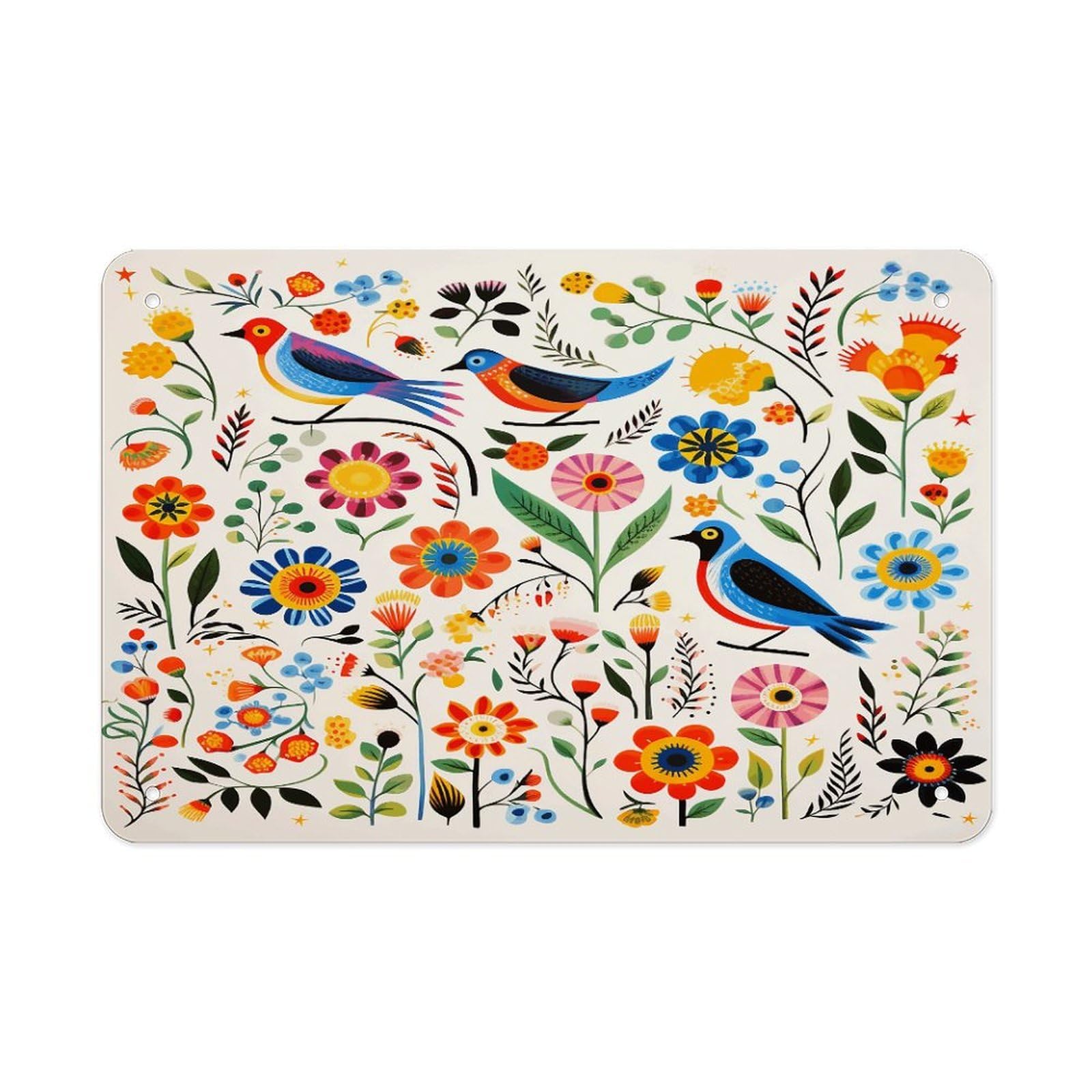 Fodpand Style Flower And Bird Pattern Wall Art Metal Signs Tin Sign