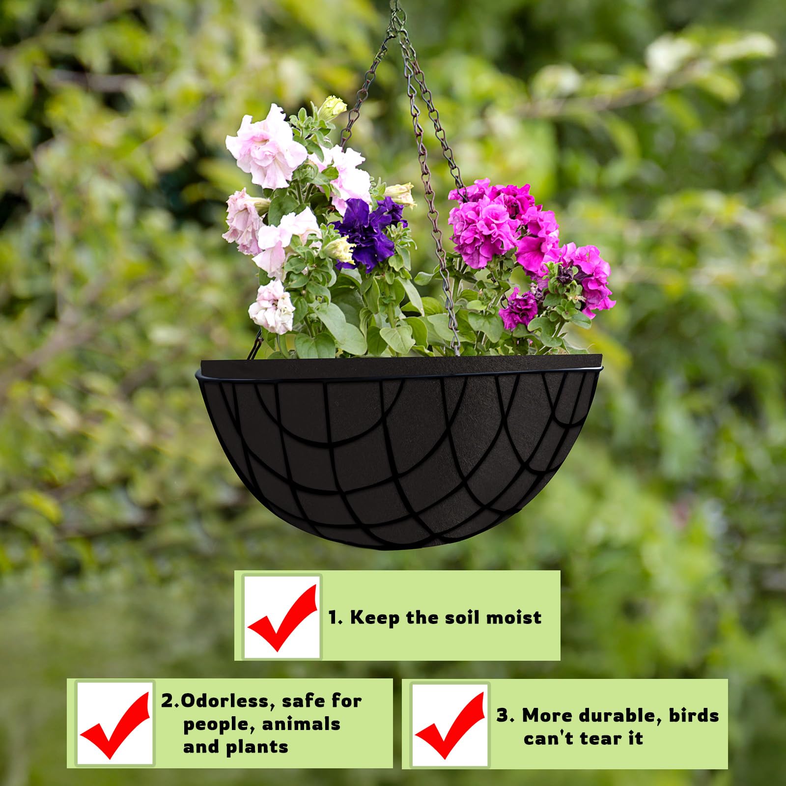 Rotolo Di Rivestimento Per Fioriere In Feltro – 30 Cm X 2 Metri – Tessuto Non Tessuto Nero – Alternativa Al Cocco, Facile Da Tagliare - 2