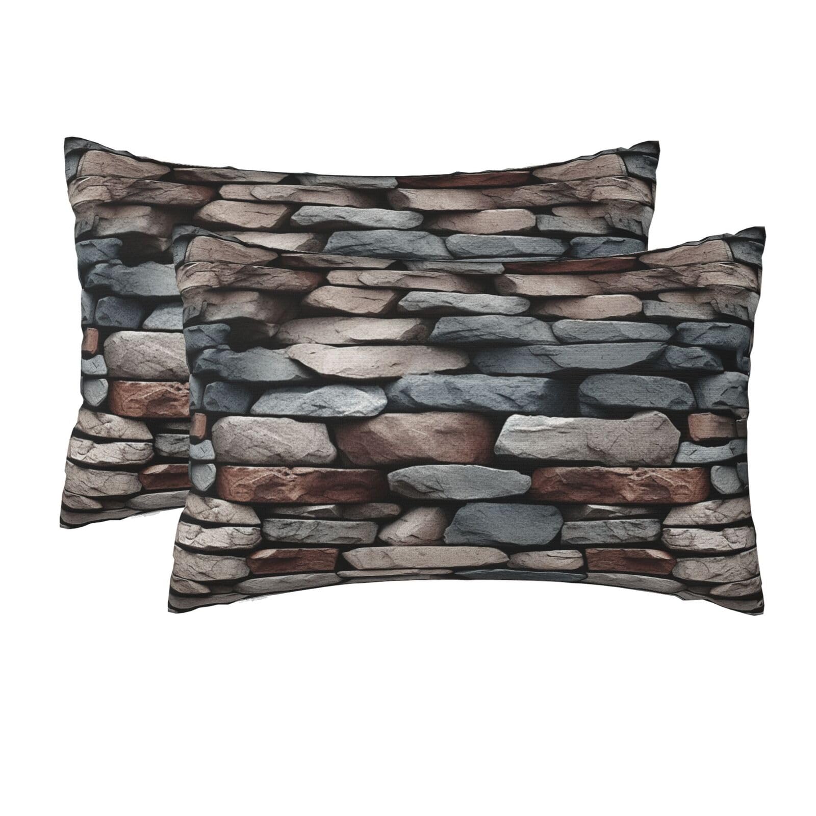 2 Pack Queen Size Pillow Cases for Hair and Skin Soft Breathable Pillow Case Covers with Hidden Zipper Stone Pillowcase 20x30 Inches Pillow Cover for Sleeping Gift