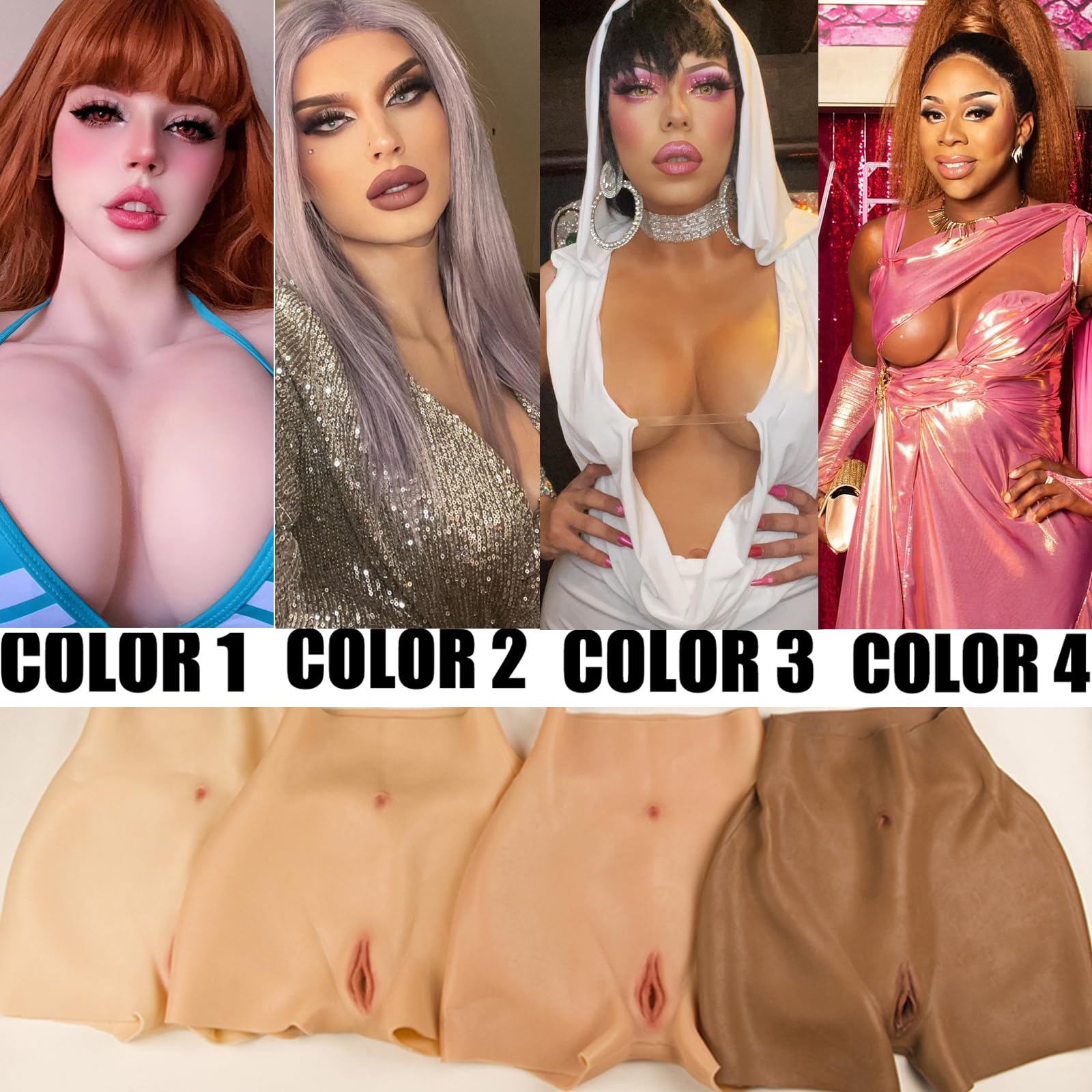 Crossdressing bielizna silikonowa bokserki do sukienki krzyżowej królowej, ukryta bielizna, kolor 1, L