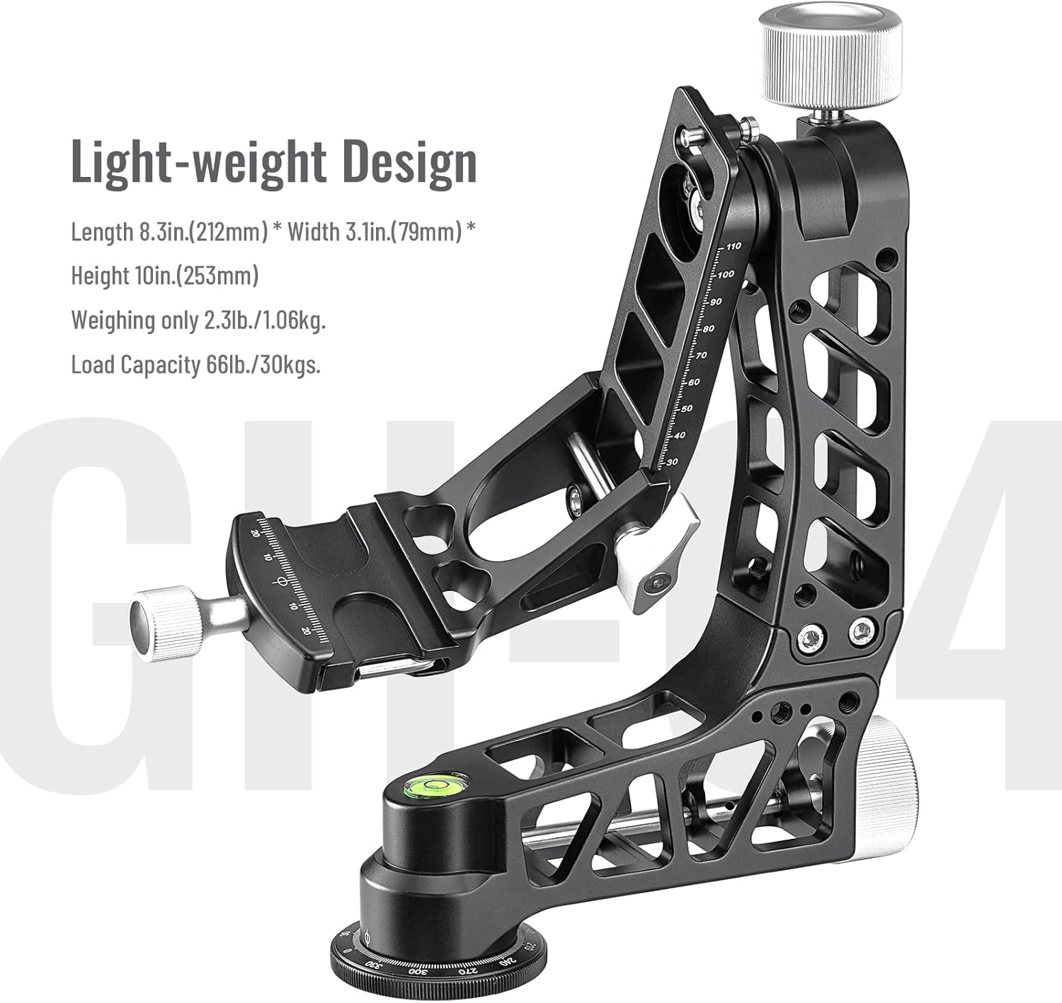 GH-04 Gimbal Head Aluminum Load 66lbs(30kg for Telephoto Lenses