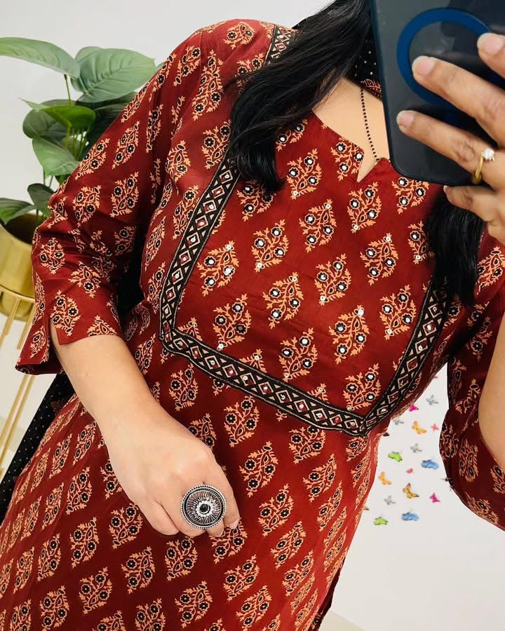 Image of Traditional Ethnic Printed Kurta Palazzo Set with Contrast Dupatta, 3 /4 Sleeves