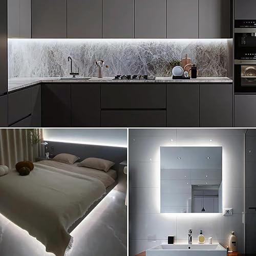 Miniatura 5 de Tira de luces LED inteligentes de 16.4 pies, color blanco, tira de luz LED COB regulable de 6000 K, tira de luz LED COB de 24 V, funciona con Alexa