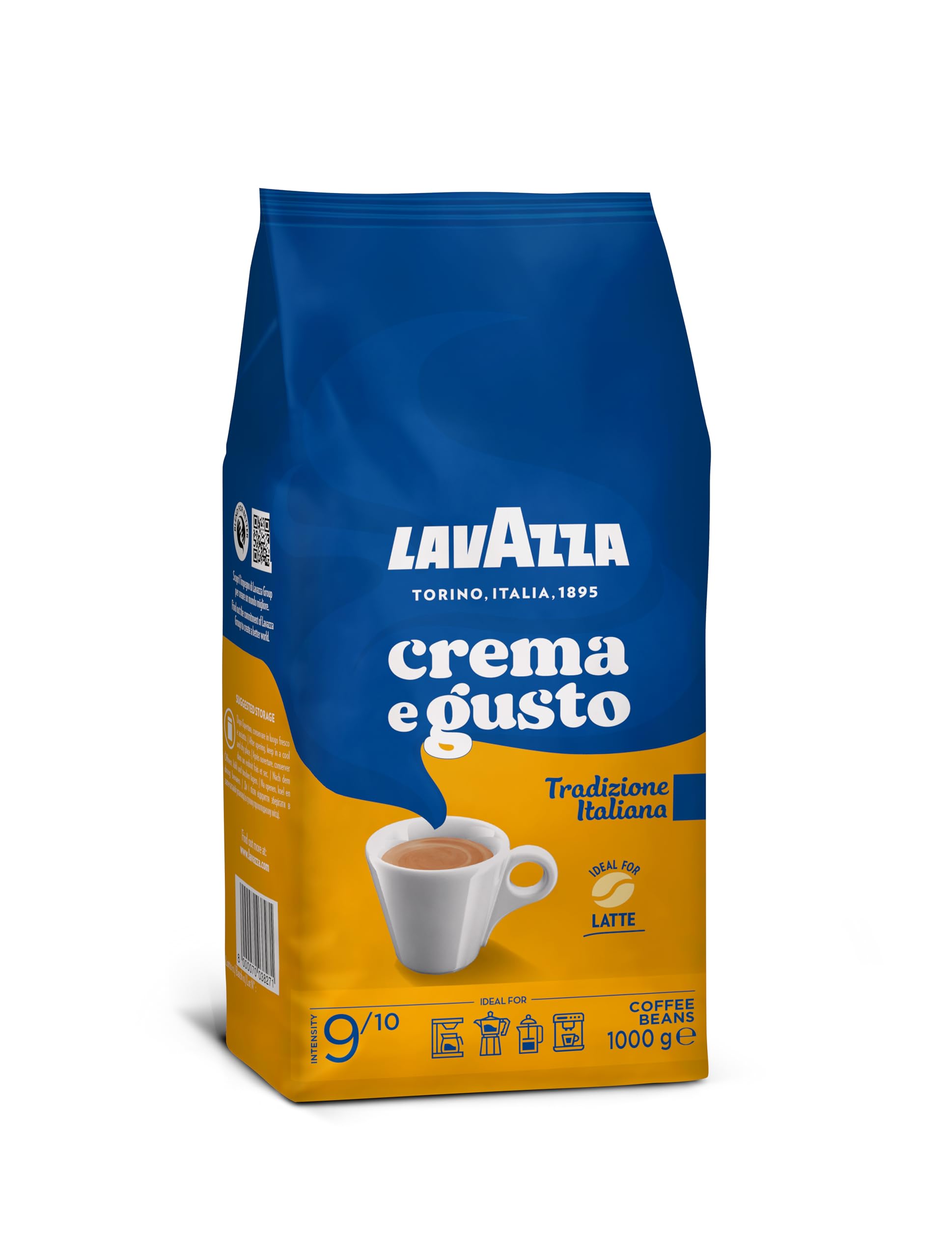 Lavazza Kaffeebohnen - Crème Et Goût Traditionnels - 1er Pack (1 x 1 kg) (Lot de 4)