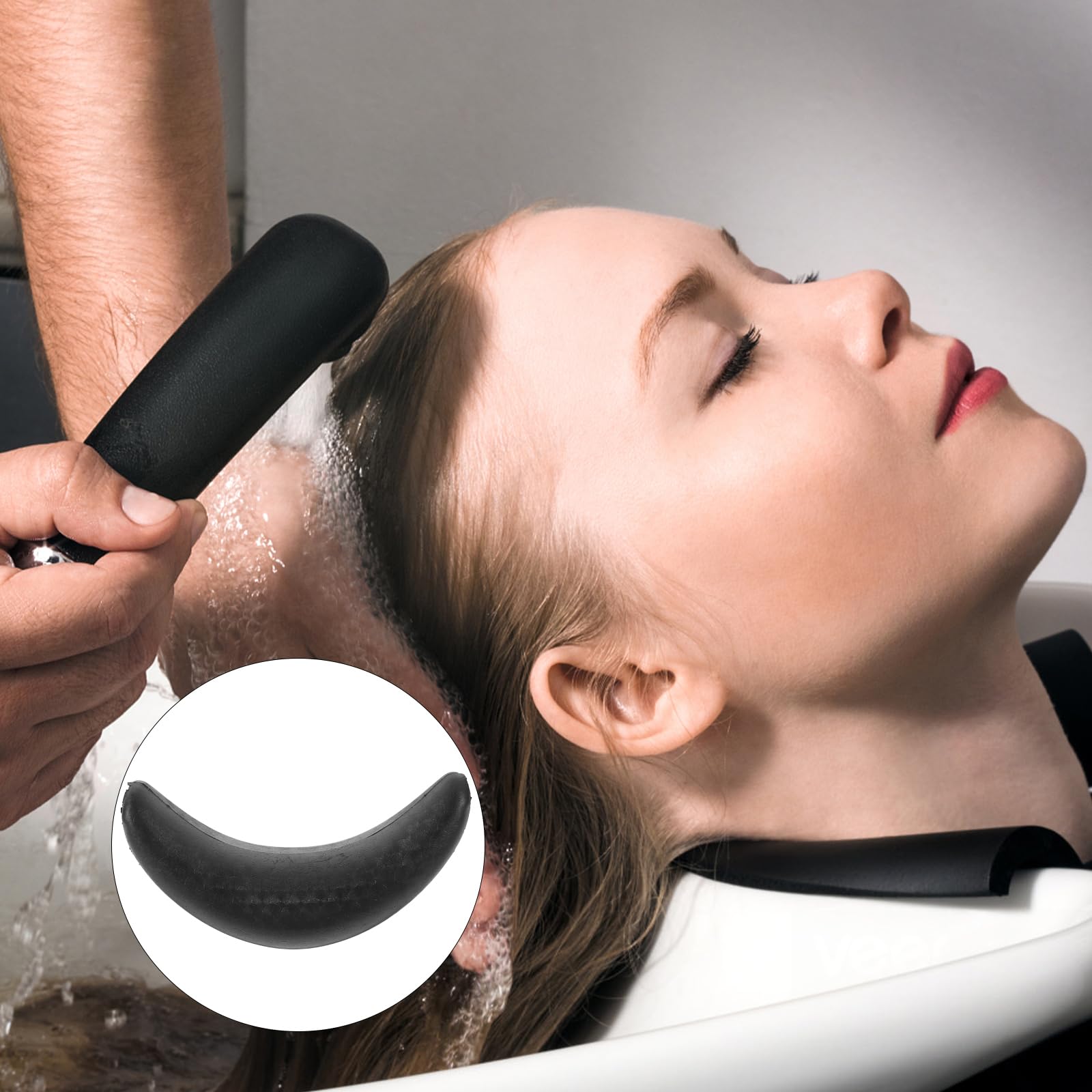 Healifty Shampoo Bowl Cuscino cervicale in Gomma per capelli e cervicale, per parrucchieri, lavabo, vasca da bagno, strumento (nero)
